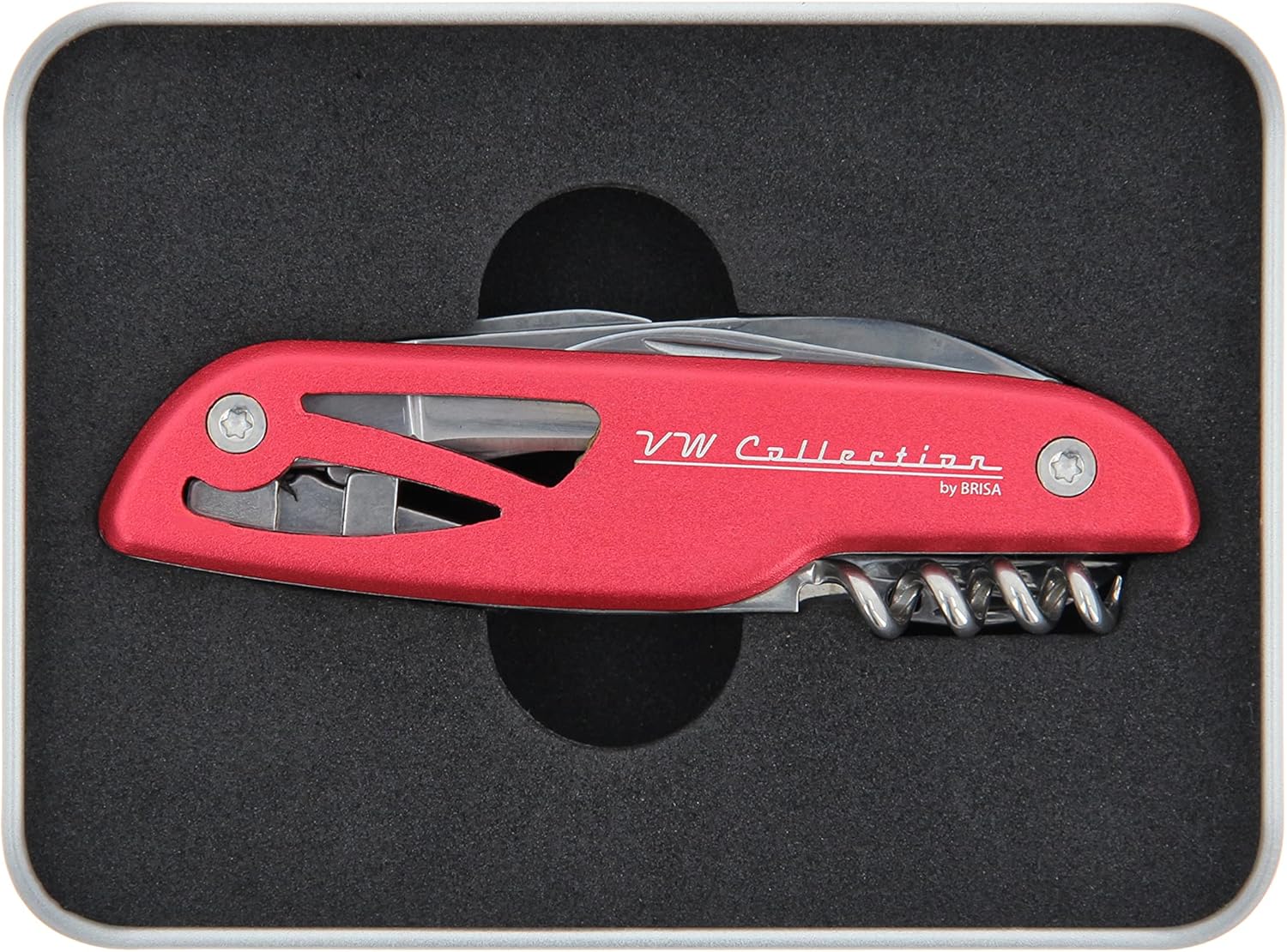 BRISA VW Collection – Cuchillo de bolsillo multifuncional 3D Volkswagen, archivo, tijeras, abrebotellas y latas