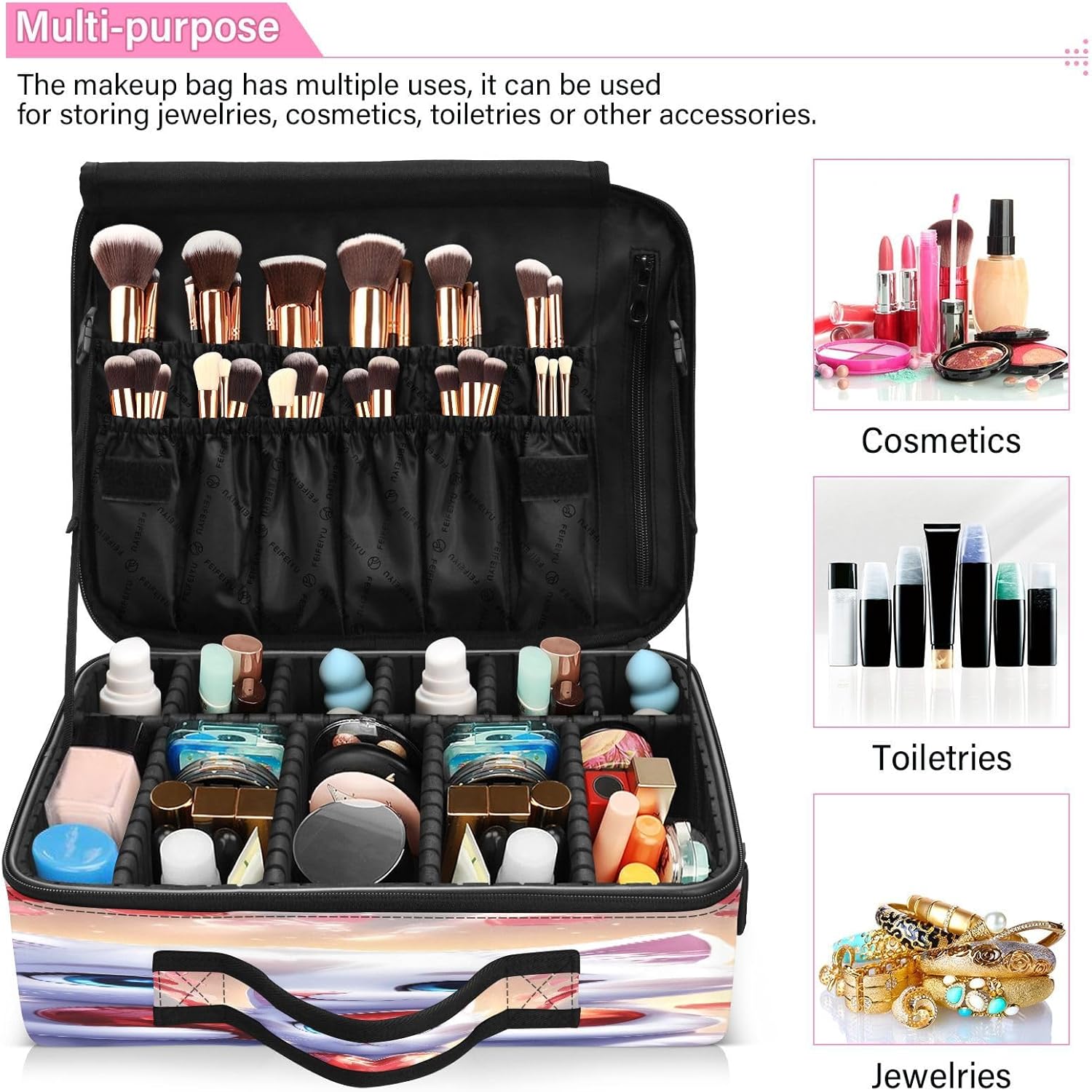 Happy Valentine’s Day Cute Cat zip cosmetic bag make up bag travelling make up bag organizator makeup bag for purse cosmetiquera de viaje para