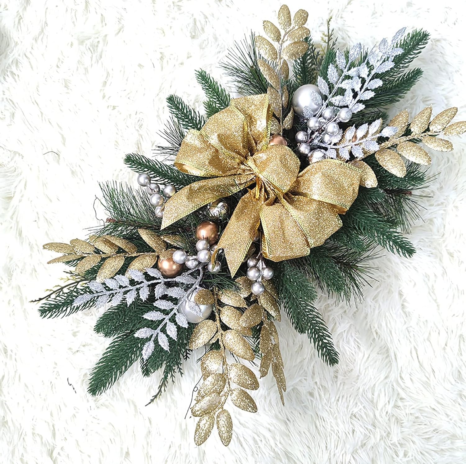 Guirnalda de 30 luces artificiales de Navidad con bolas, decoración rústica para escaleras, puerta delantera, pared
