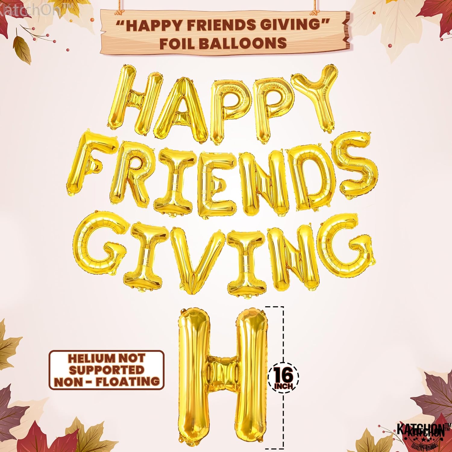 KatchOn, Juego de pancartas de globos de Happy Friendsgiving  Grande de 16 pulgadas, paquete de 3  Globos de pavo y calabaza  Cartel de regalo de