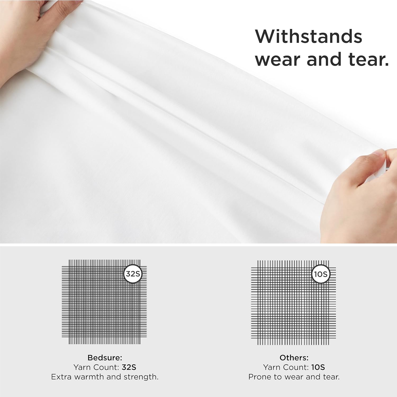 Bedsure Sábanas de franela cepillada tamaño Queen, sábanas 100% algodón para cama tamaño Queen, sábanas blancas extra suaves, sábanas cálidas con
