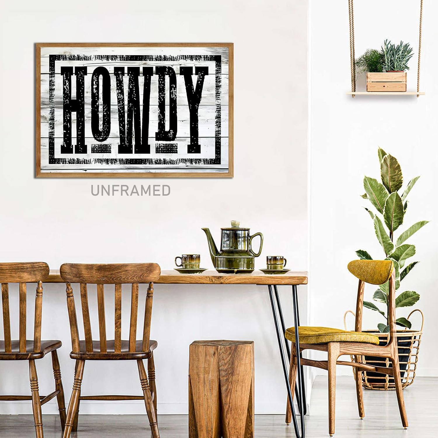 Howdy – Póster de pared occidental en blanco y negro, decoración de pared de howdy occidental, impresiones de póster de vaquero, arte minimalista,