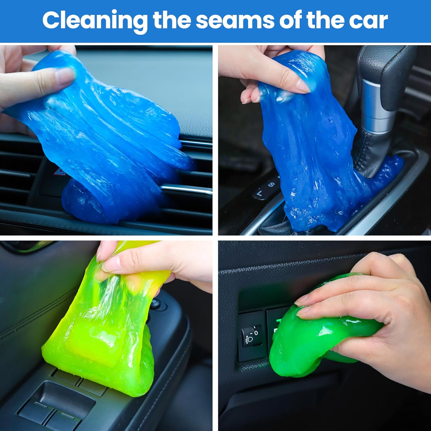 Gel de limpieza para automóvil, kit de limpieza de automóvil de 4 piezas, accesorios de suministros para detalles de automóviles para hombres y