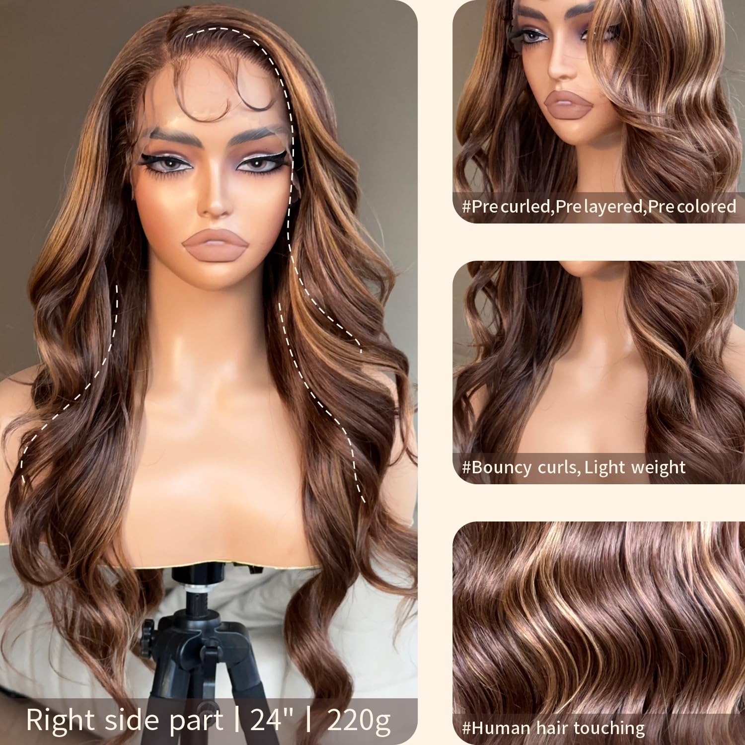 Peluca ondulada con encaje frontal, peluca rubia con encaje frontal prearrancada, peluca sintética HD sin pegamento con encaje frontal para mujer,