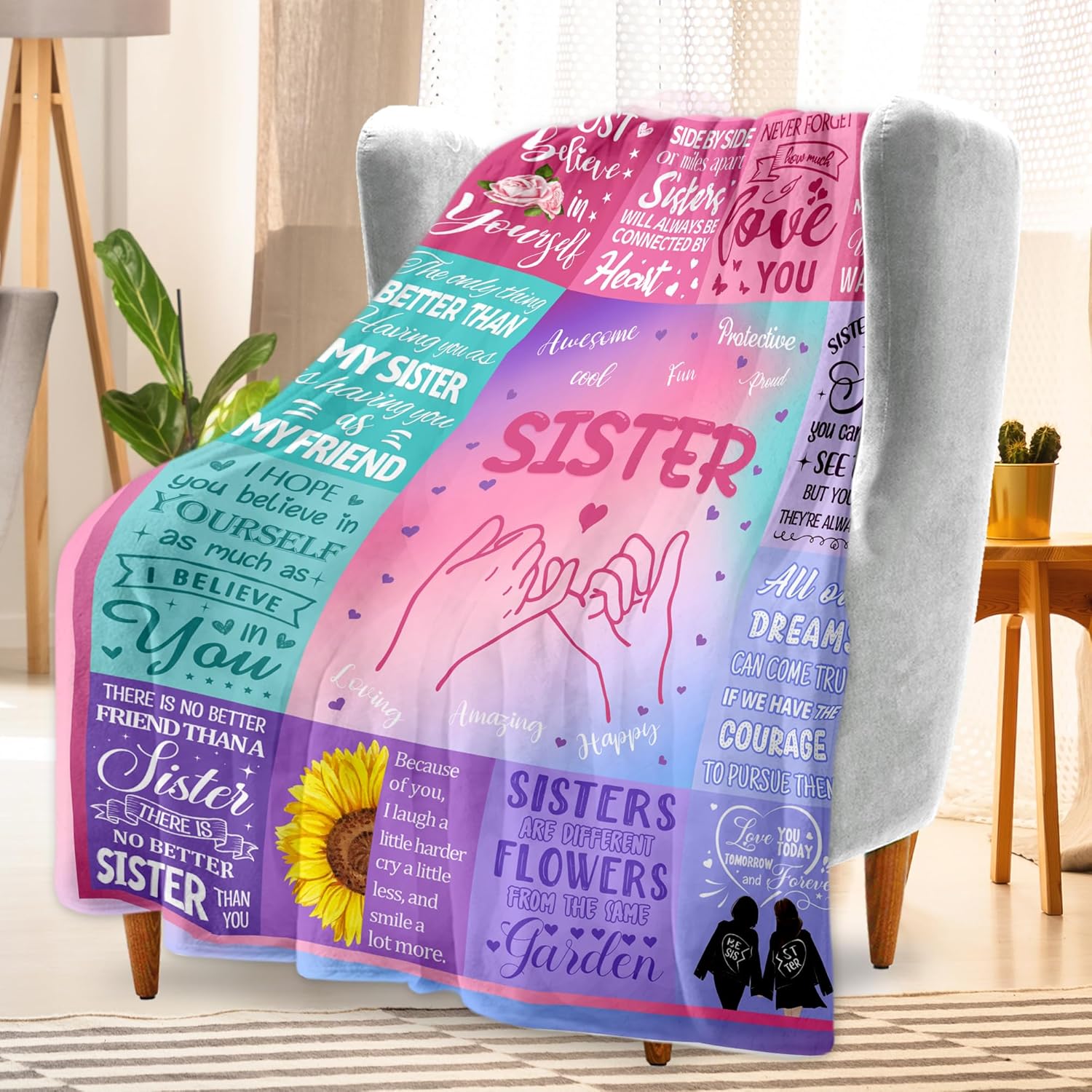Mantas de regalo para hermanas, regalos para hermana de hermana, ideas de regalos de cumpleaños para hermana, regalo para hermana mayor, regalos de
