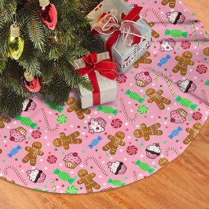 Linda falda de árbol de Navidad de caramelo de jengibre de 30 pulgadas, faldas de árbol de Papá Noel rosa, decoración de árbol de Navidad Linda falda de árbol de Navidad de caramelo de jengibre de 30 pulgadas, faldas de árbol de Papá Noel rosa, decoración de árbol de Navidad