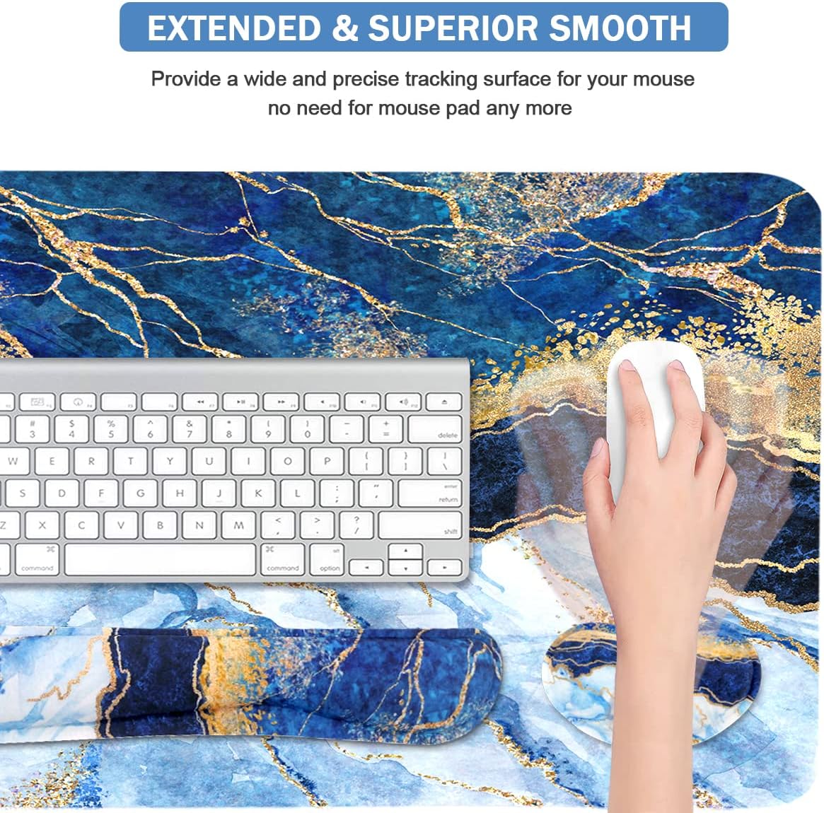Alfombrilla ergonómica grande para mouse y reposamuñecas para teclado, almohadilla de escritorio para teclado y mouse, alfombrilla de mouse grande 4