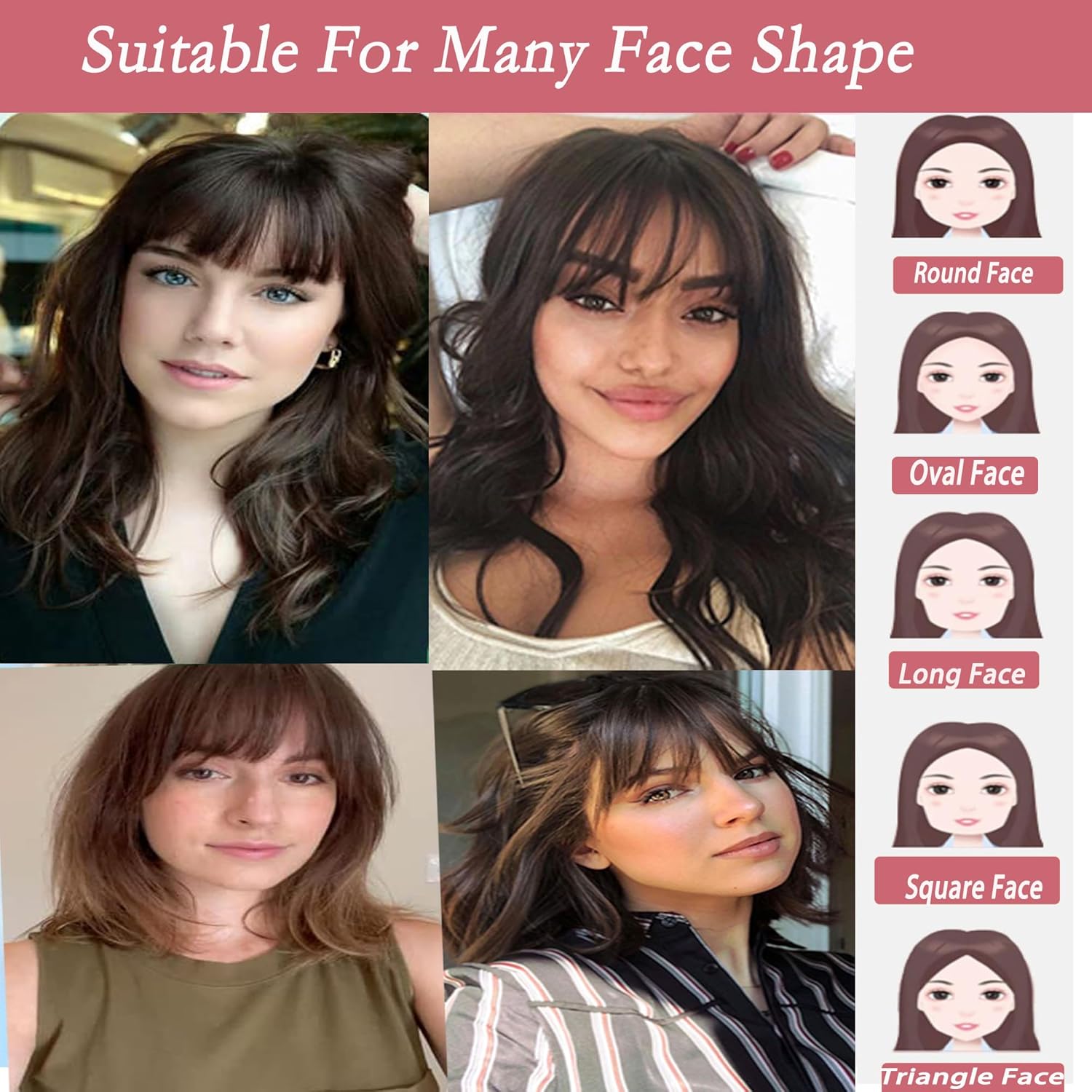 Sinroy – Flequillo con clip para niñas, pelucas de cortina de cabello humano, extensiones de cabello natural corto con sienes, flequillo de aire