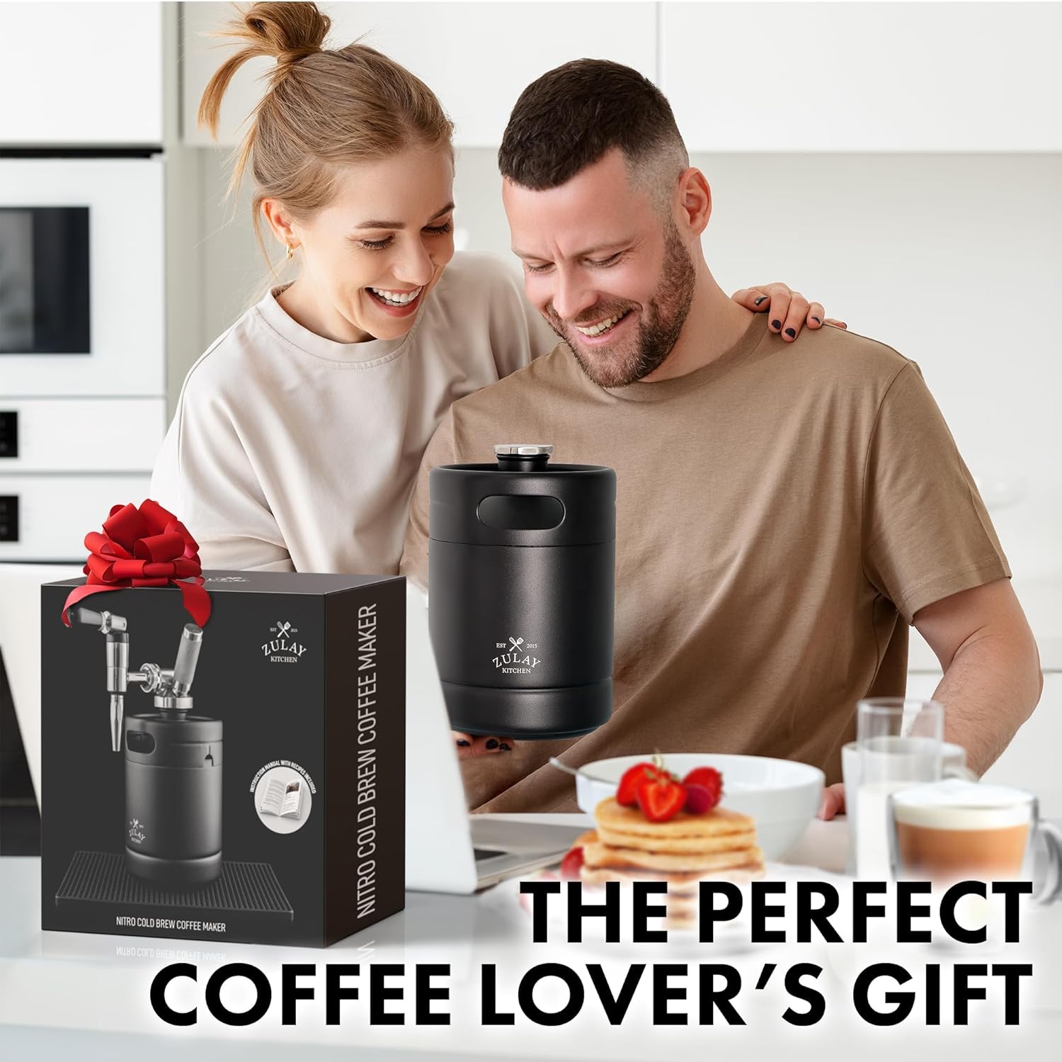 Zulay Nitro – Cafetera fría Nitro con válvula de alivio de presión y grifo de crema, regalo para los amantes del café, cafetera Nitro Cold Brew para