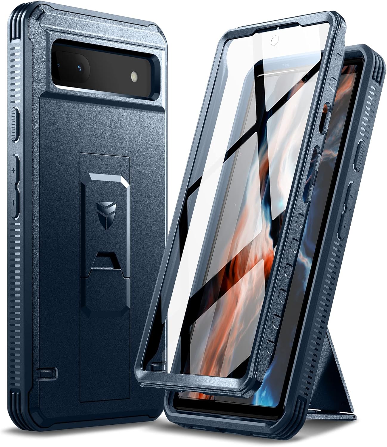 Dexnor Funda de cuerpo completo para Google Pixel 6A, protector de pantalla y soporte integrados resistente protección de grado militar a prueba de