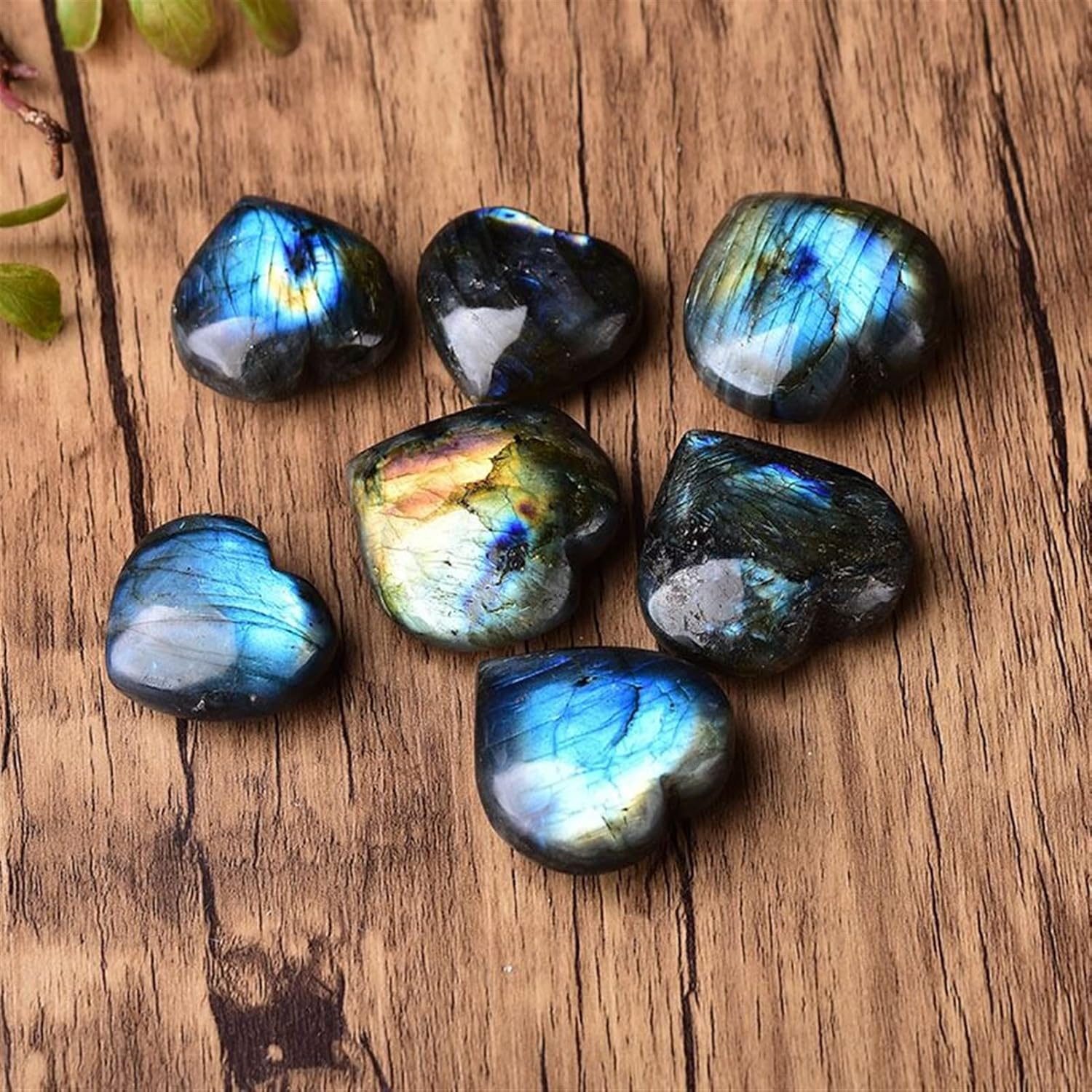 Feng Shui Decorate Natural Heart Shape Labradorite Stone Luminous Moonstone Crystal Stone Home Decoration Garden Aquarium Stone Raw Rough Natural