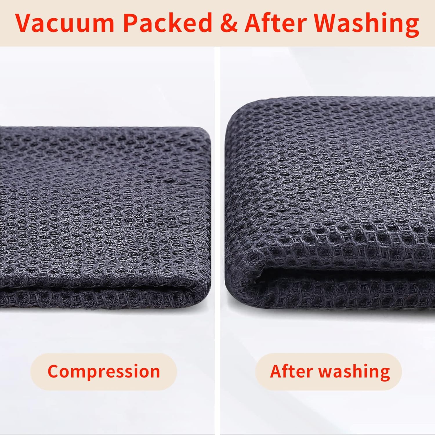 Homaxy Toallas de cocina 100% algodón con tejido de gofre, ultra suaves, absorbentes, de secado rápido, 13 x 28 pulgadas, paquete de 6, gris oscuro
