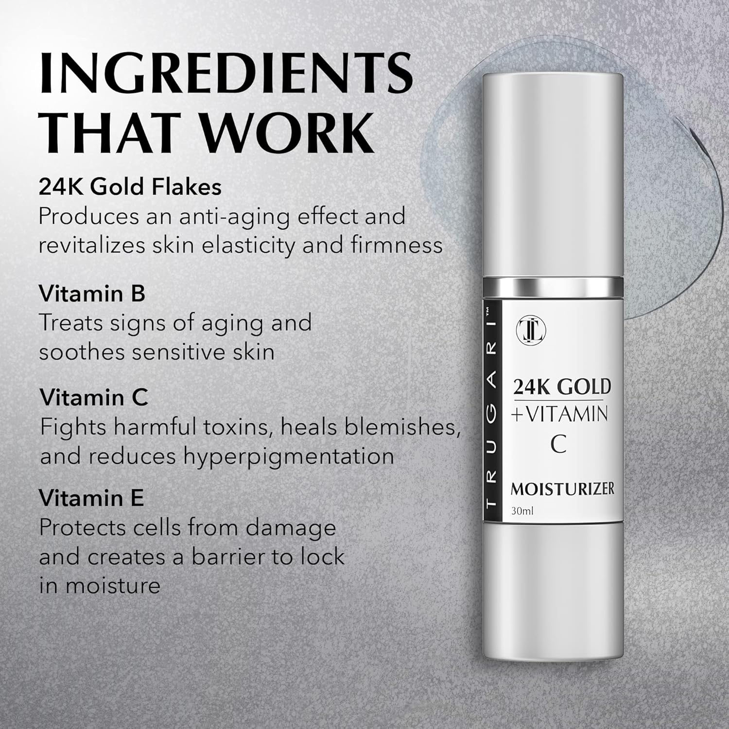 Hidratante facial de oro de 24 quilates + vitamina C, tratamiento multivitamínico para el cuidado de la piel con extracto de naranja, suero avanzado