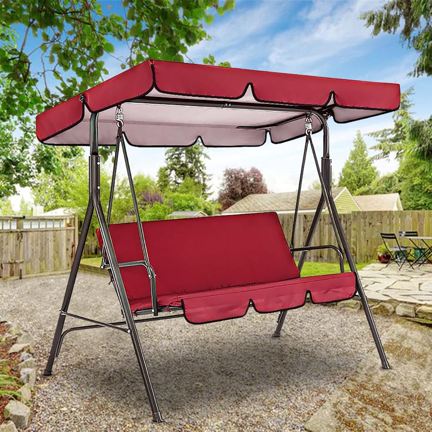 Juego de funda de repuesto para toldo de columpio para patio, cubierta superior de tela Oxford impermeable y cubierta de asiento para patio al aire