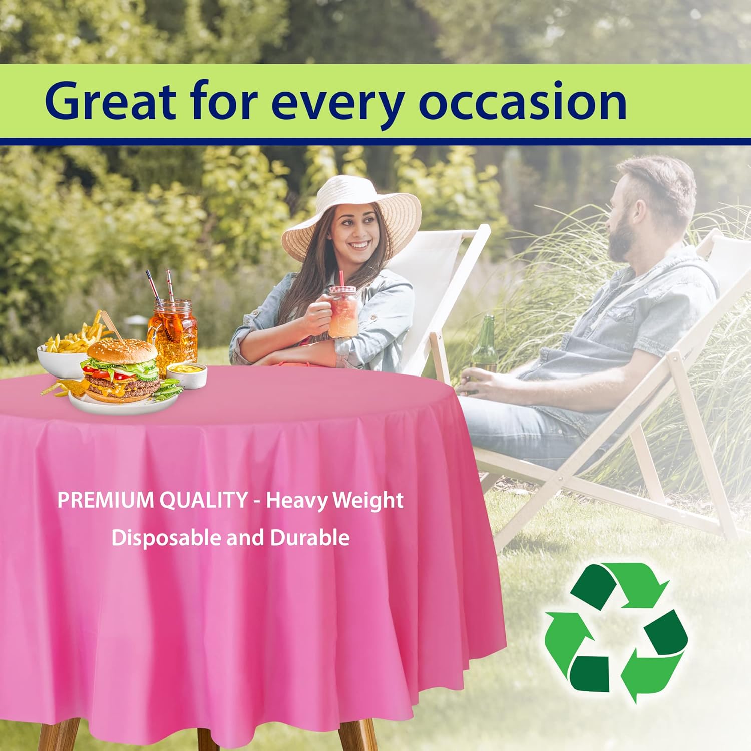 Mantel de plástico desechable rosa para mesas redondas (paquete de 12) manteles de 84 pulgadas para fiestas, eventos y bodas, interiores y