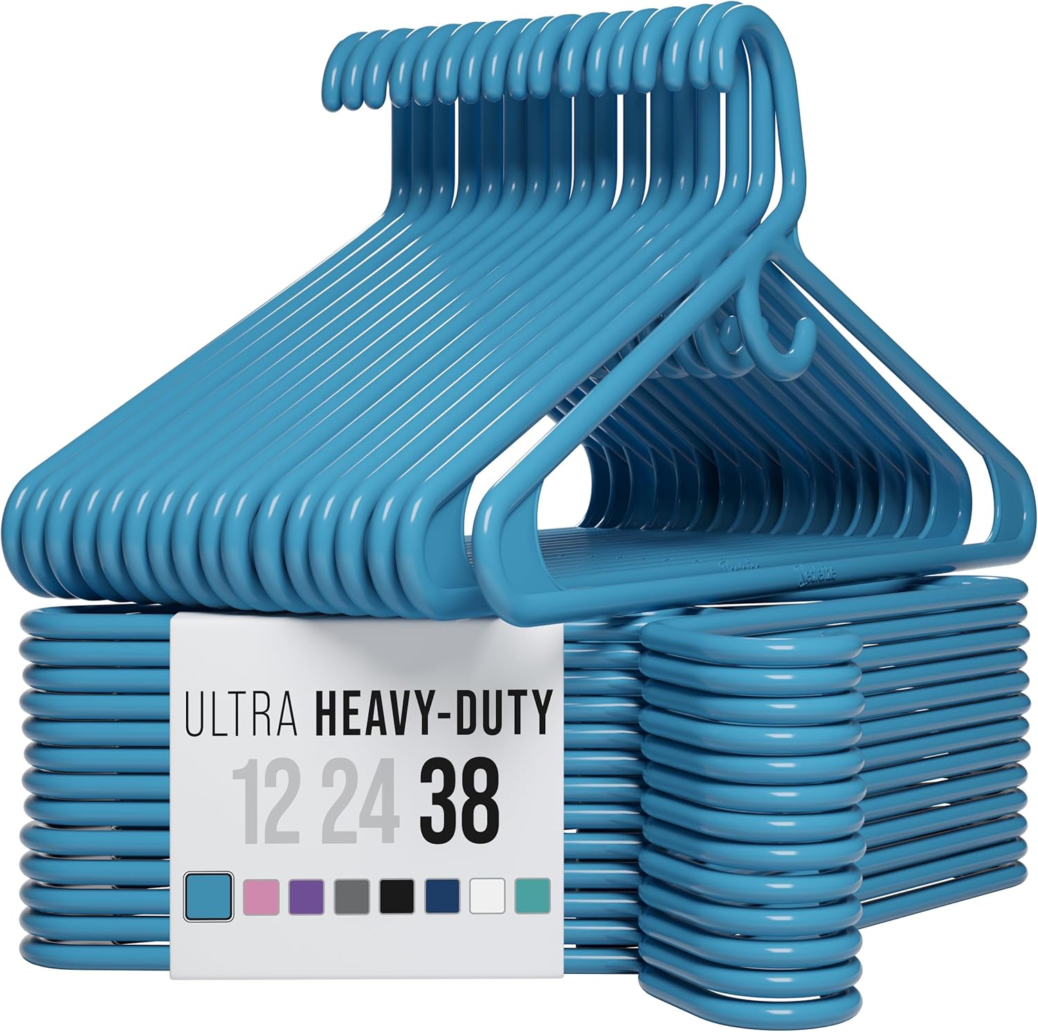 Perchas de ropa de plástico ultra resistentes – Azul – Perchas duraderas para abrigos, trajes y ropa (paquete de 38 – azul)