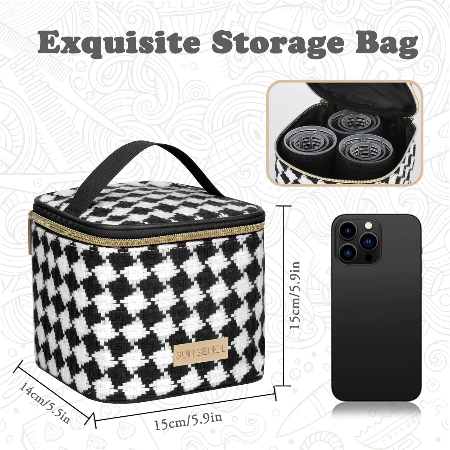 Juego de rodillos para el cabello, 18 rodillos autoadhesivos sin calor con clips y peine, rizadores de salón para estilos de bricolaje, 3 tamaños en