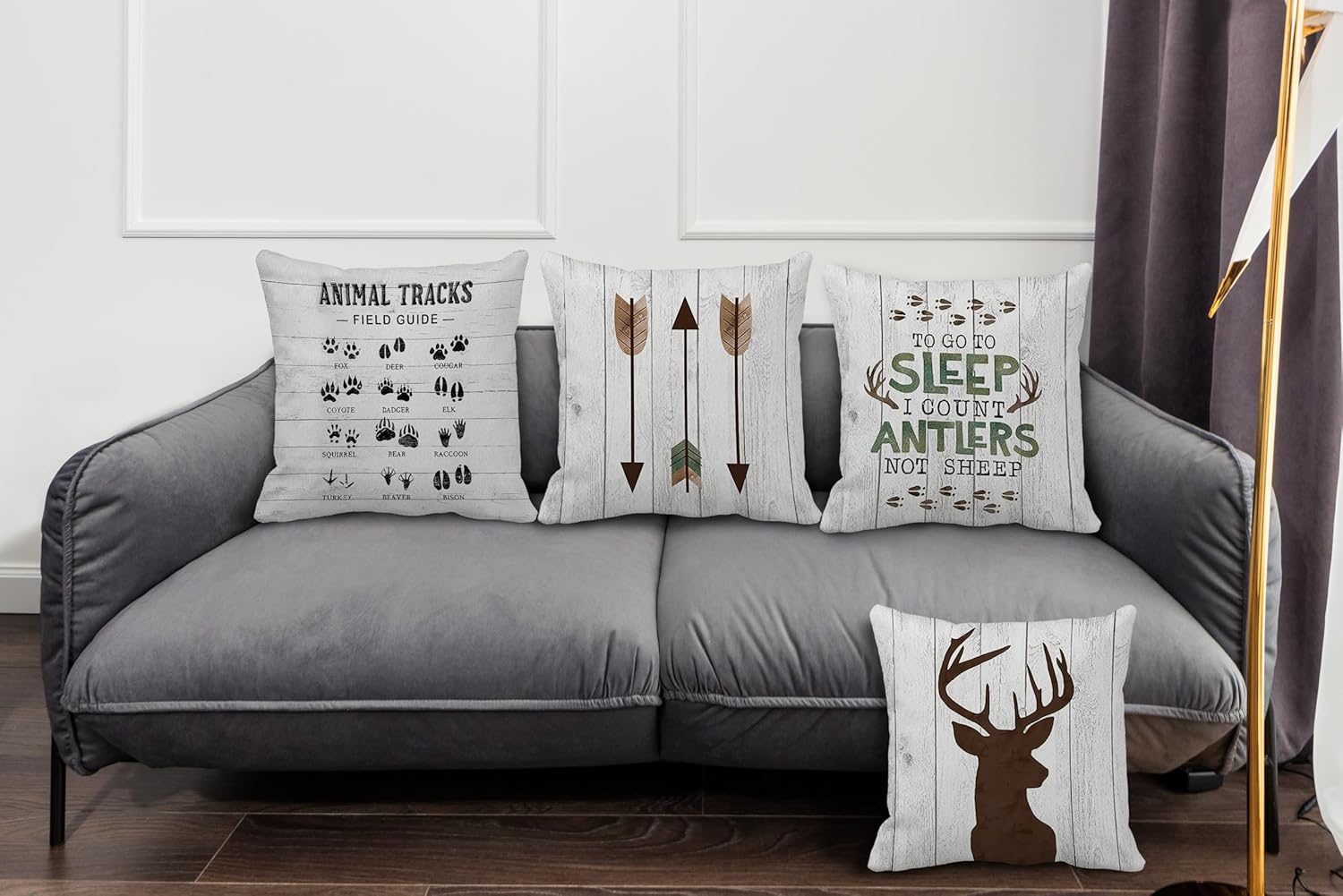Juego de 4 fundas de almohada decorativas de cabaña de 18 x 18 pulgadas, almohadas de cabaña, decoración de cabaña de troncos, fundas de almohada