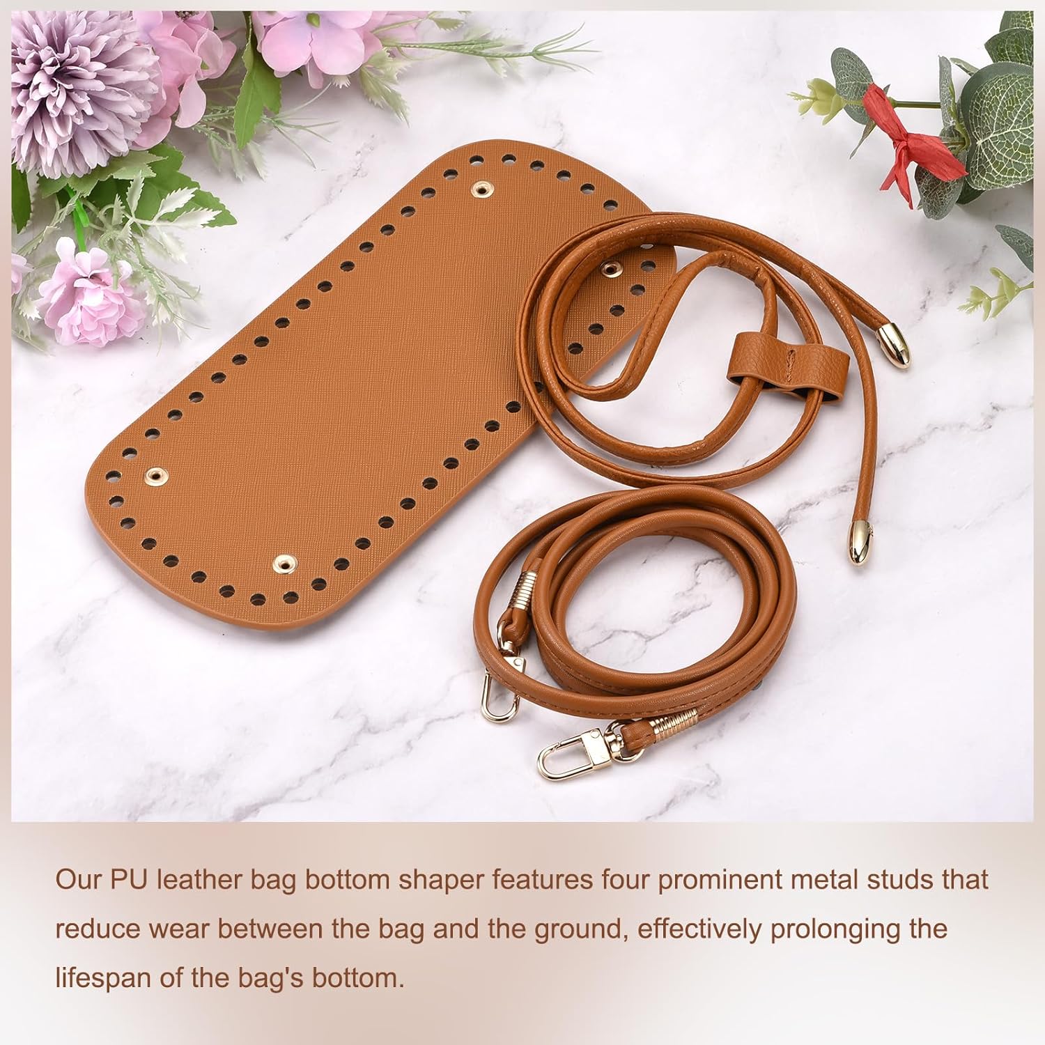 uxcell Juego de mochila de cuero, 3 piezas, kit de fabricación de bolsos de cuero con parte inferior de bolsa, correa para el hombro, cordón para