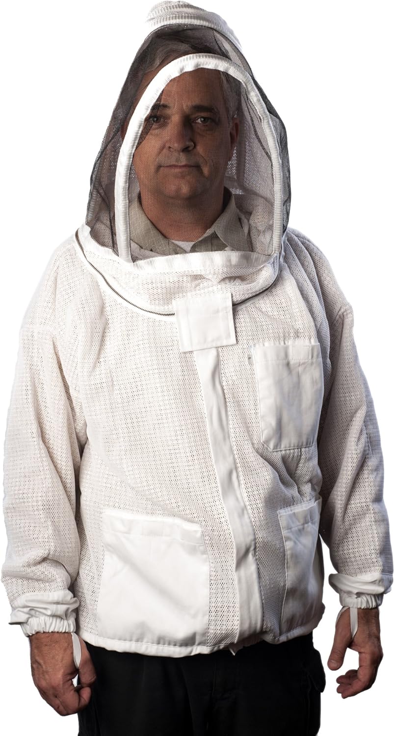 Chaqueta de apicultura forestal  Chaqueta ventilada con capucha de velo de esgrima, chaqueta de apicultura premium YKK con cremalleras de latón,
