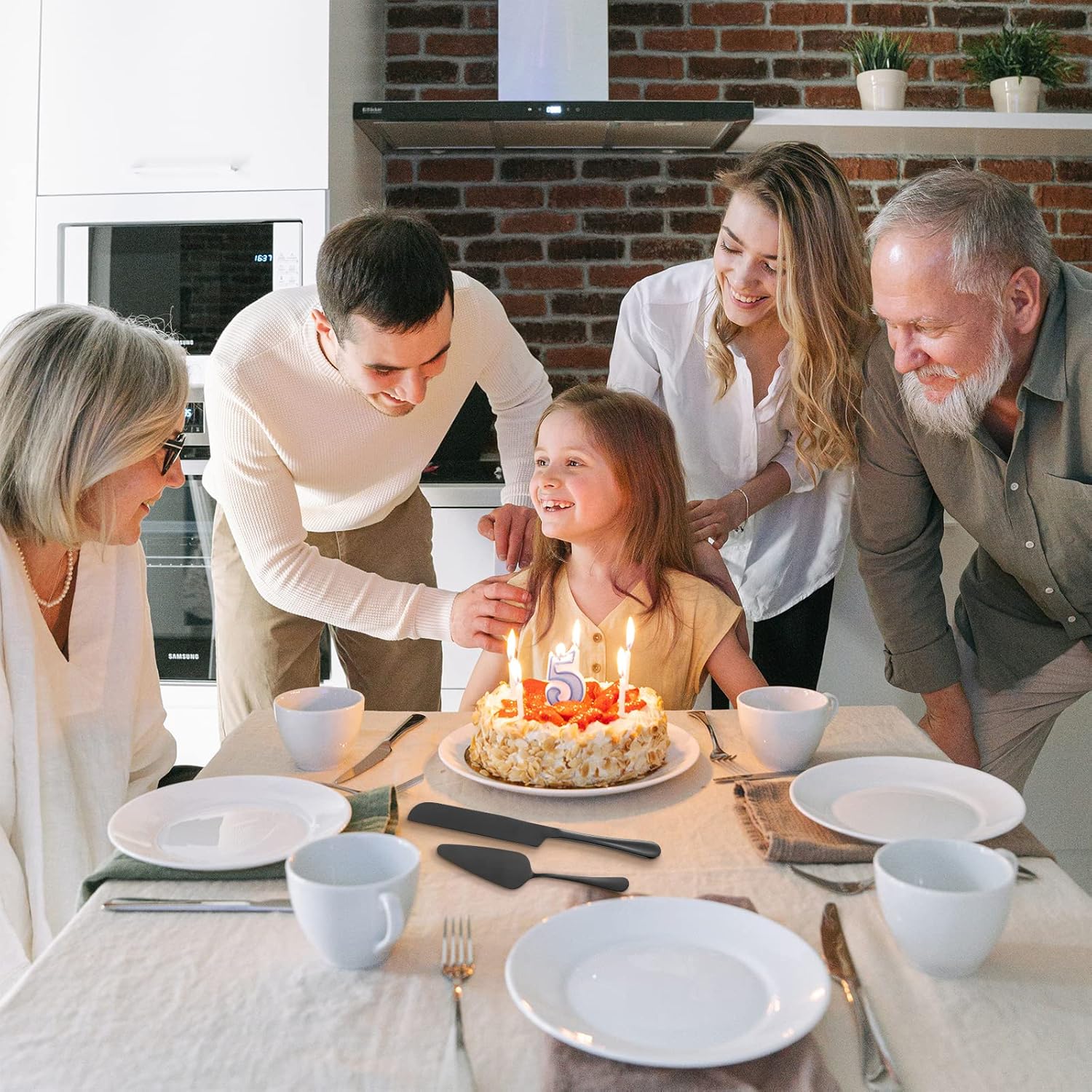 Juego de servir pasteles, servidores de pastelería, cuchillo de acero inoxidable y juego de servidor perfecto para cumpleaños, bodas, fiestas y