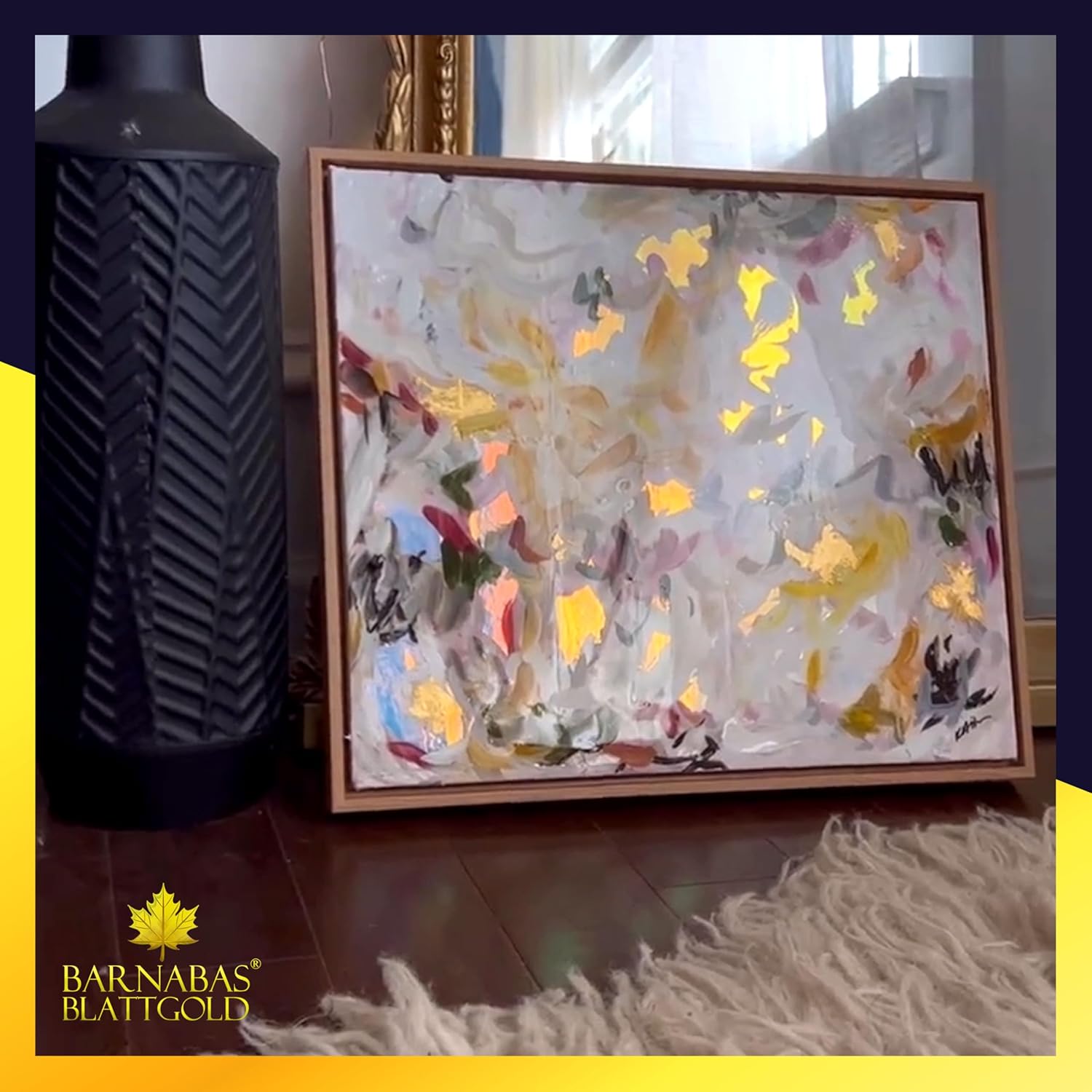 Barnabas Blattgold Hoja de oro, oro real de 22 quilates 25 hojas, 3.1 pulgadas – Patente de transferencia para pintura, artes y manualidades