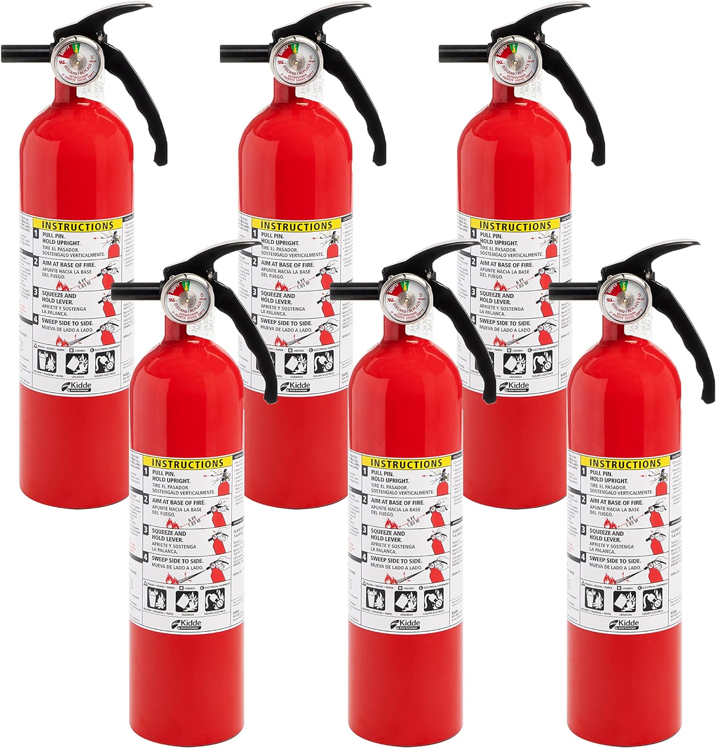 Kidde Extintor de incendios y extintor de incendios Kidde Pro 210 (paquete de 6)