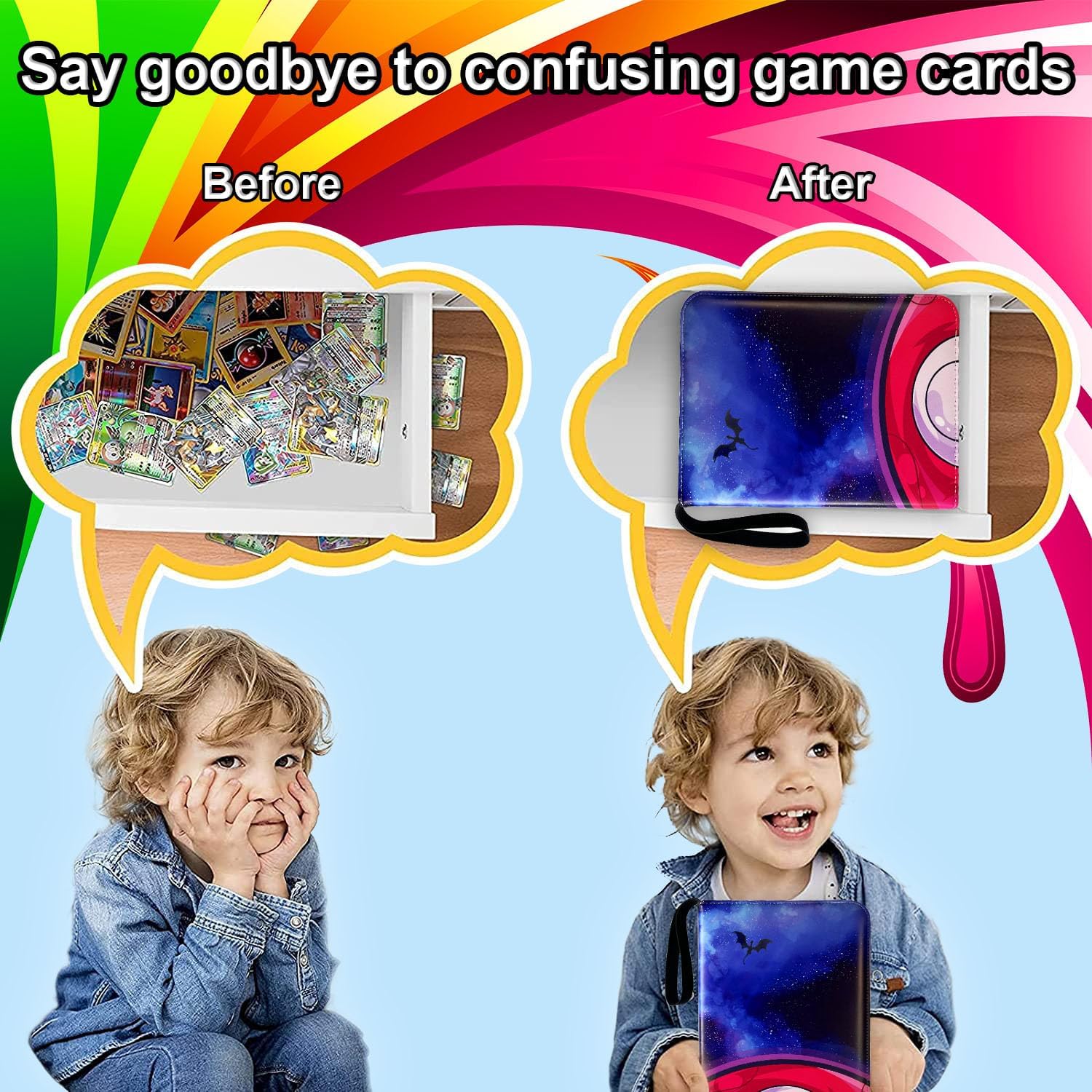 Dmoicols Carpeta de tarjetas para tarjetas intercambiables de juegos, con 520 bolsillos y 65 fundas. Estuche coleccionable para tarjetas