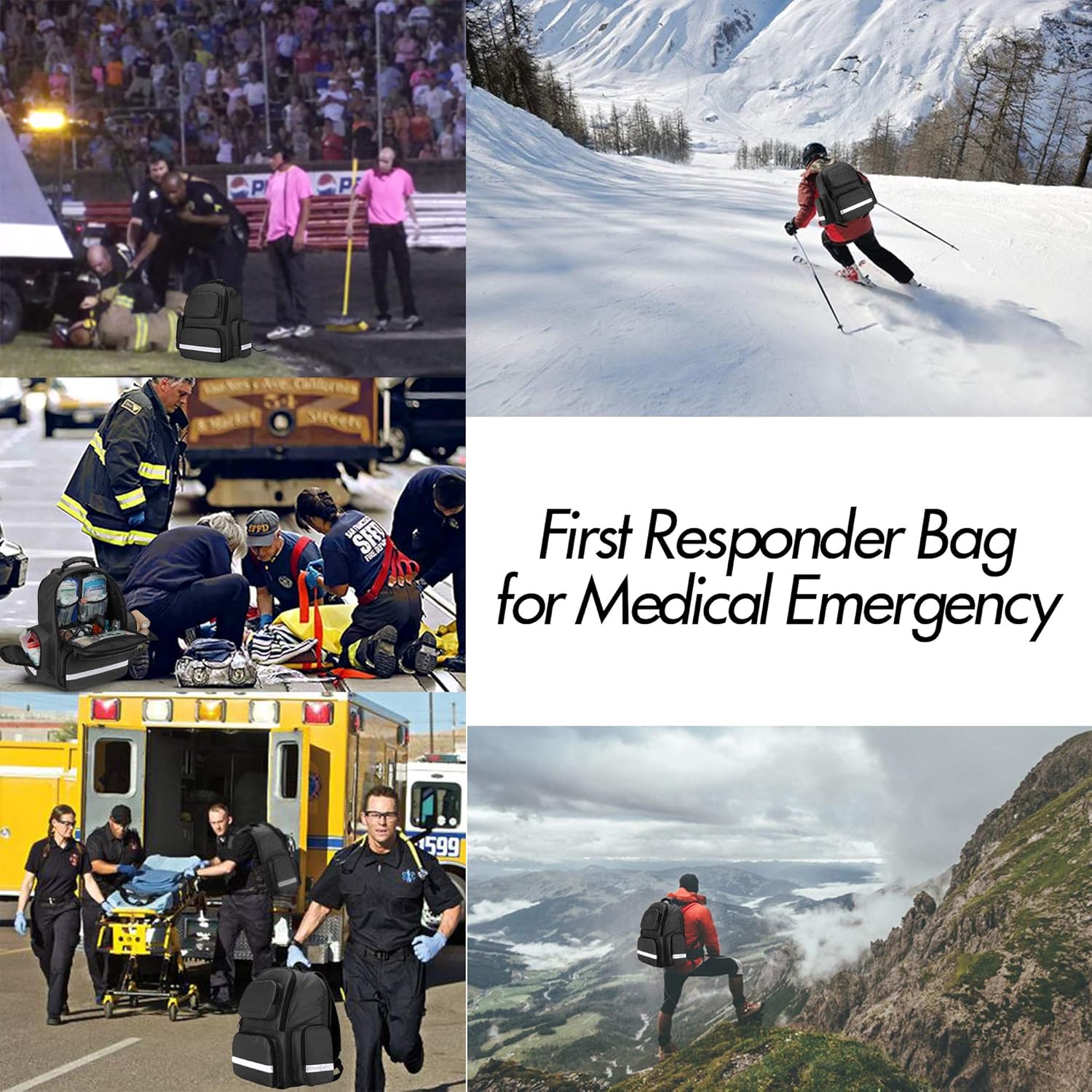 Trunab Mochila vacía del trauma del bolso del primer responder, paquete del bolso del salto del almacenamiento de los kits de emergencia médica,