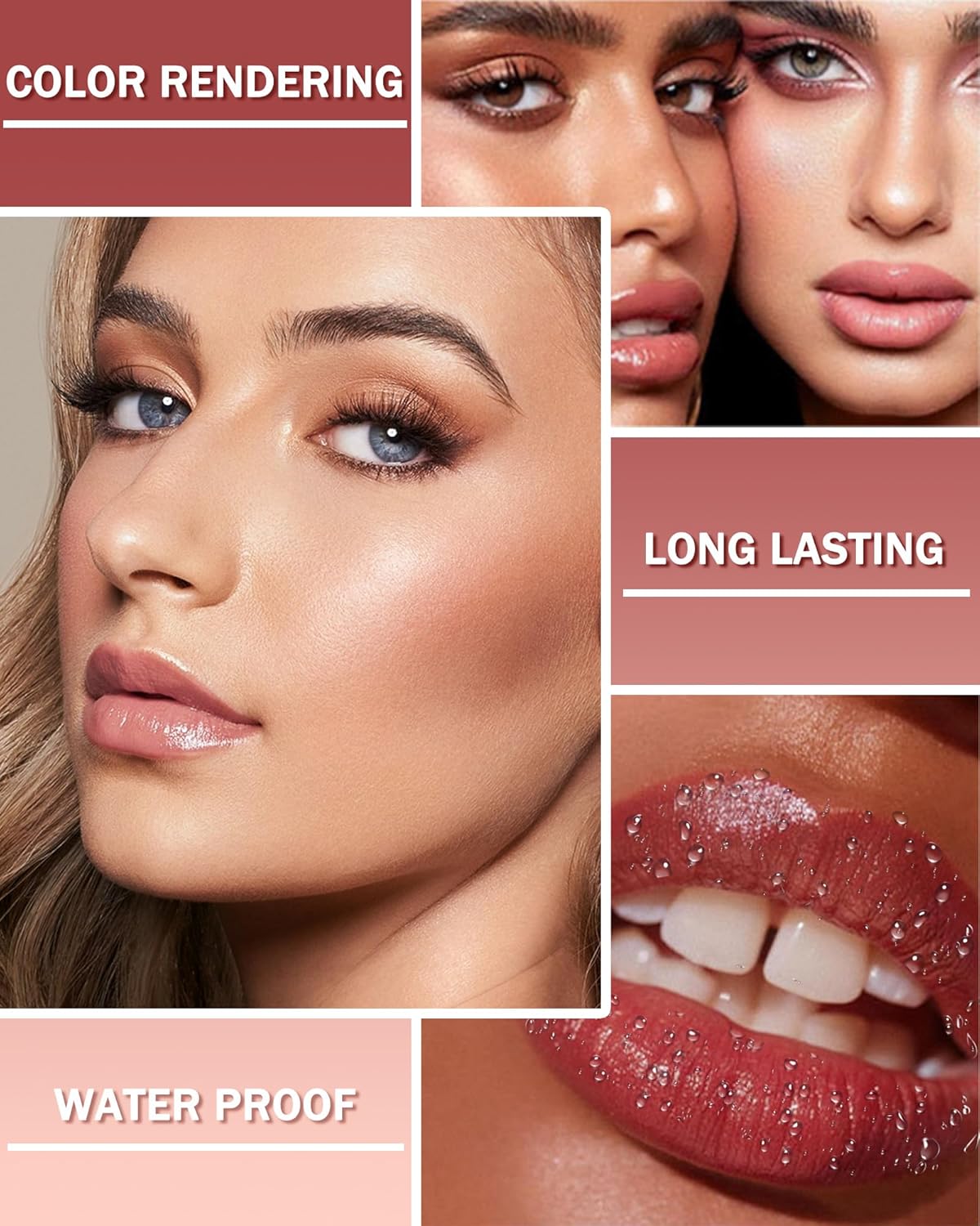 Bálsamo labial tintado hidratante, bálsamo labial de beso brillante, lápiz labial cremoso de larga duración, acabado jugoso de brillo transparente,
