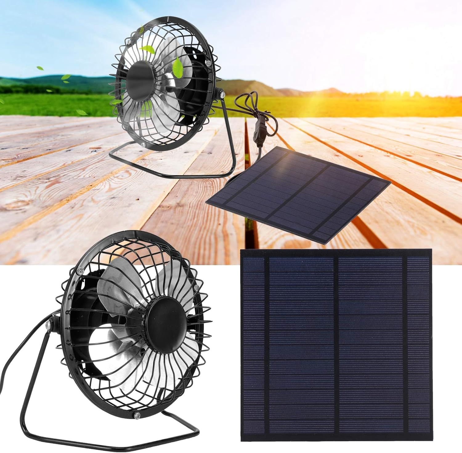 Natudeco Ventilador solar para casa de mascotas de 5 W, mini panel solar, energía solar, ventilador portátil de invernadero, ventilador solar