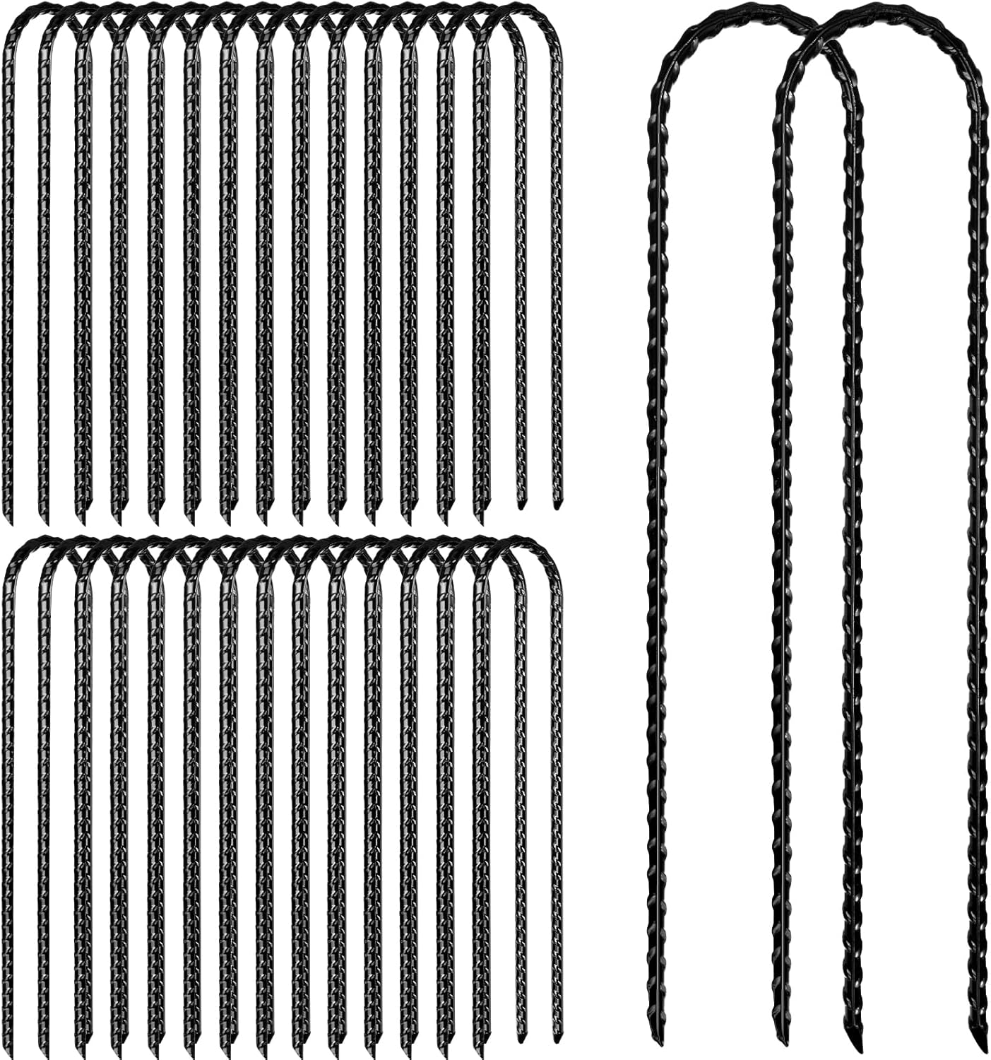 Blulu 30 estacas para trampolines de 12 x 2 pulgadas, hilo resistente en forma de U, estaca de acero galvanizado para anclaje, trampolín de