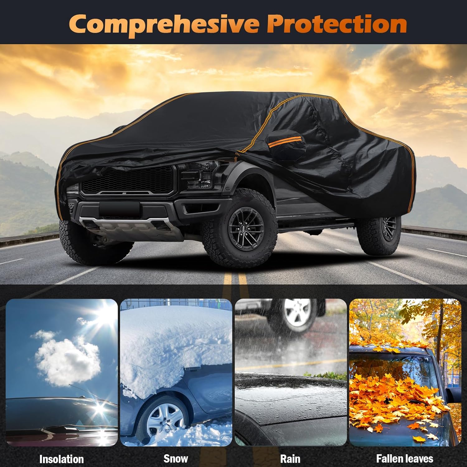 FHN Funda impermeable para automóvil con cremallera de puerta para Ford F150 Chevy Silverado, todo tipo de clima, cubierta exterior completa para