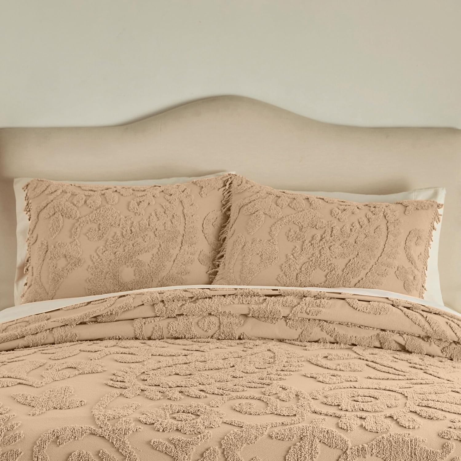 BrylaneHome Funda estándar de chenilla Paisley – Estándar, color beige topo