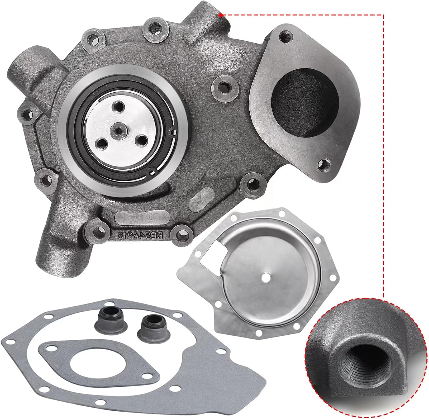 RE523169 RE546918 SE502816 Bomba de agua con cubierta para John Deere 6105R 6115R 6125R 6105M 6115M 6125M 6140M 7630 7730 7830 7930 7430 7330 7330 0