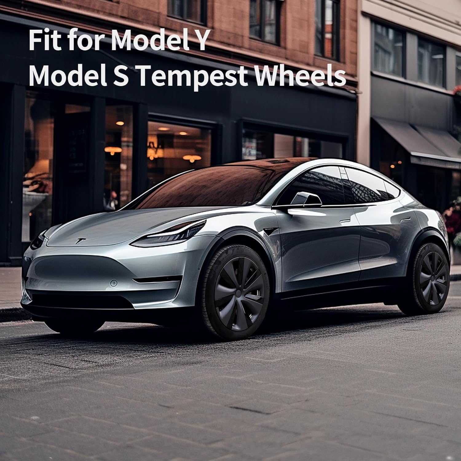 Fundas de rueda para Tesla modelo Y de 19 pulgadas, tapacubos de ABS negros de dos tonos, compatibles con accesorios modelo Y 2021-2023, 4 tapas de