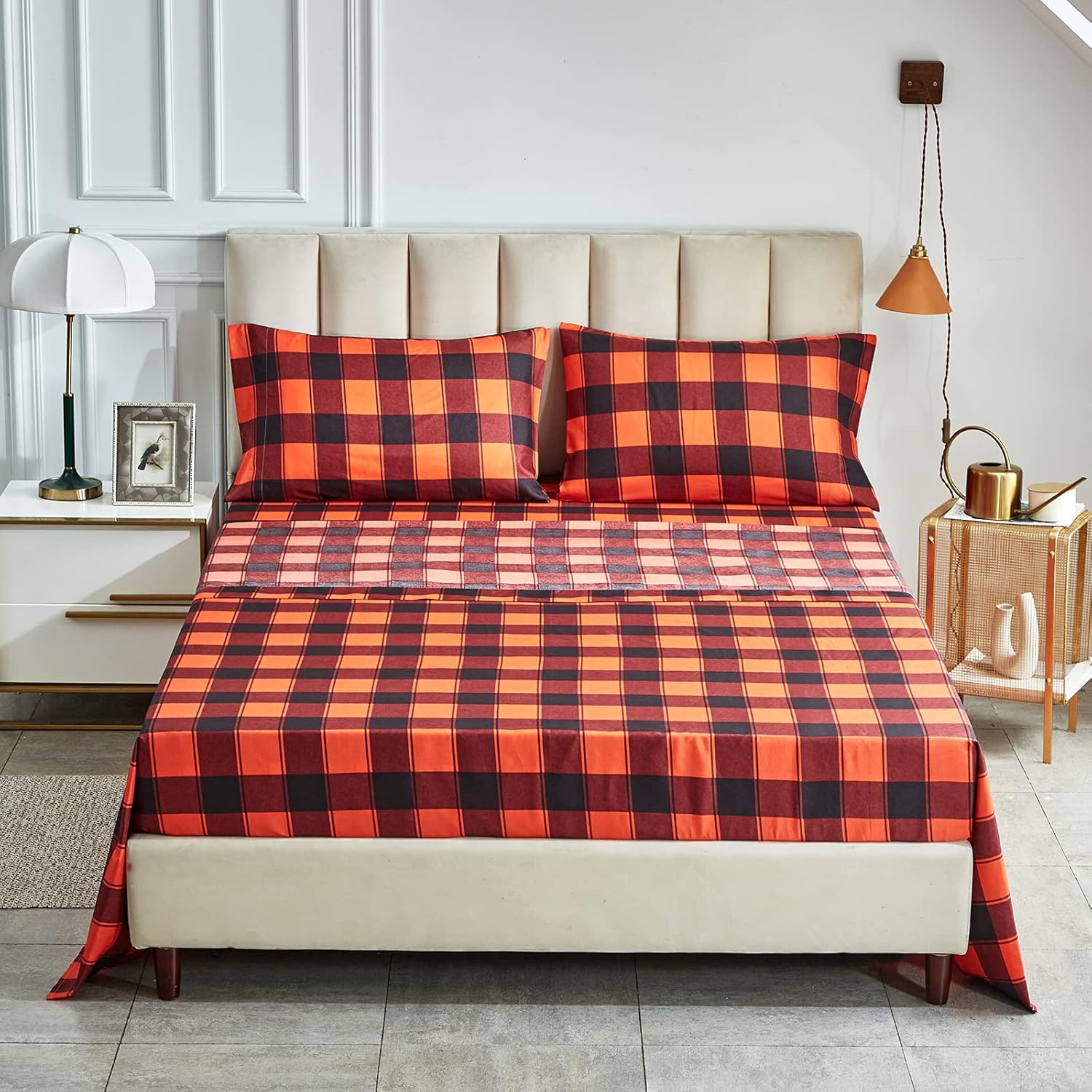Juego de edredón de 7 piezas de cama en una bolsa, diseño de ciervo rojo con copos de nieve, tamaño Queen, estilo festivo, suave y reversible (1
