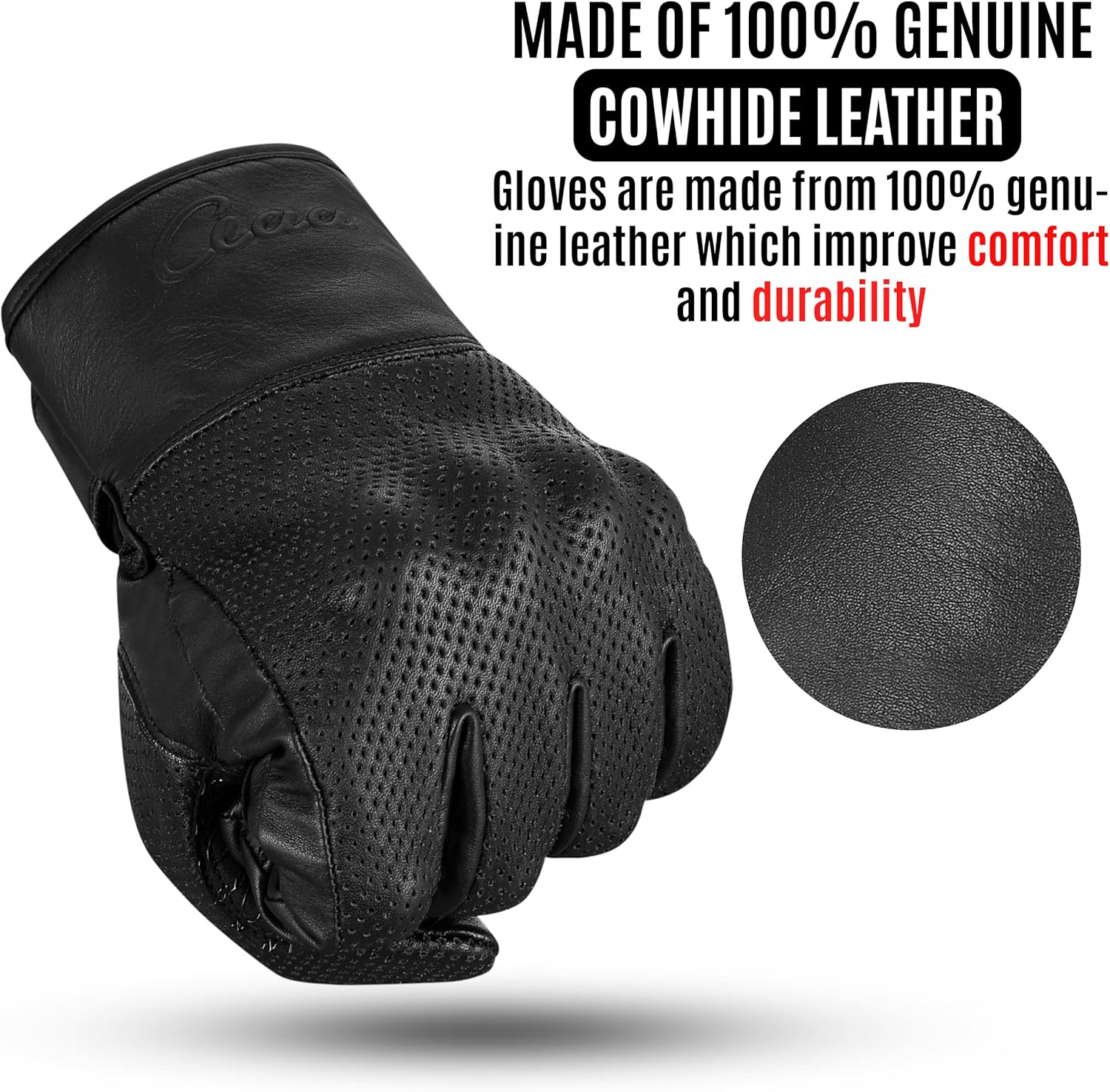 Guantes de motocicleta de cuero para hombre con función de pantalla táctil, protectores de motocicleta para hombres y mujeres para verano, guantes