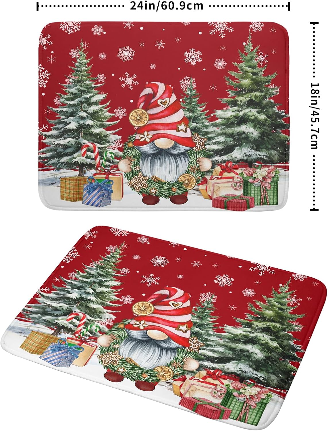 Tapete de secado de platos de Navidad para encimera de cocina, tapete de secado de platos de Feliz Navidad, 18 x 24 pulgadas, gnomos de Navidad,