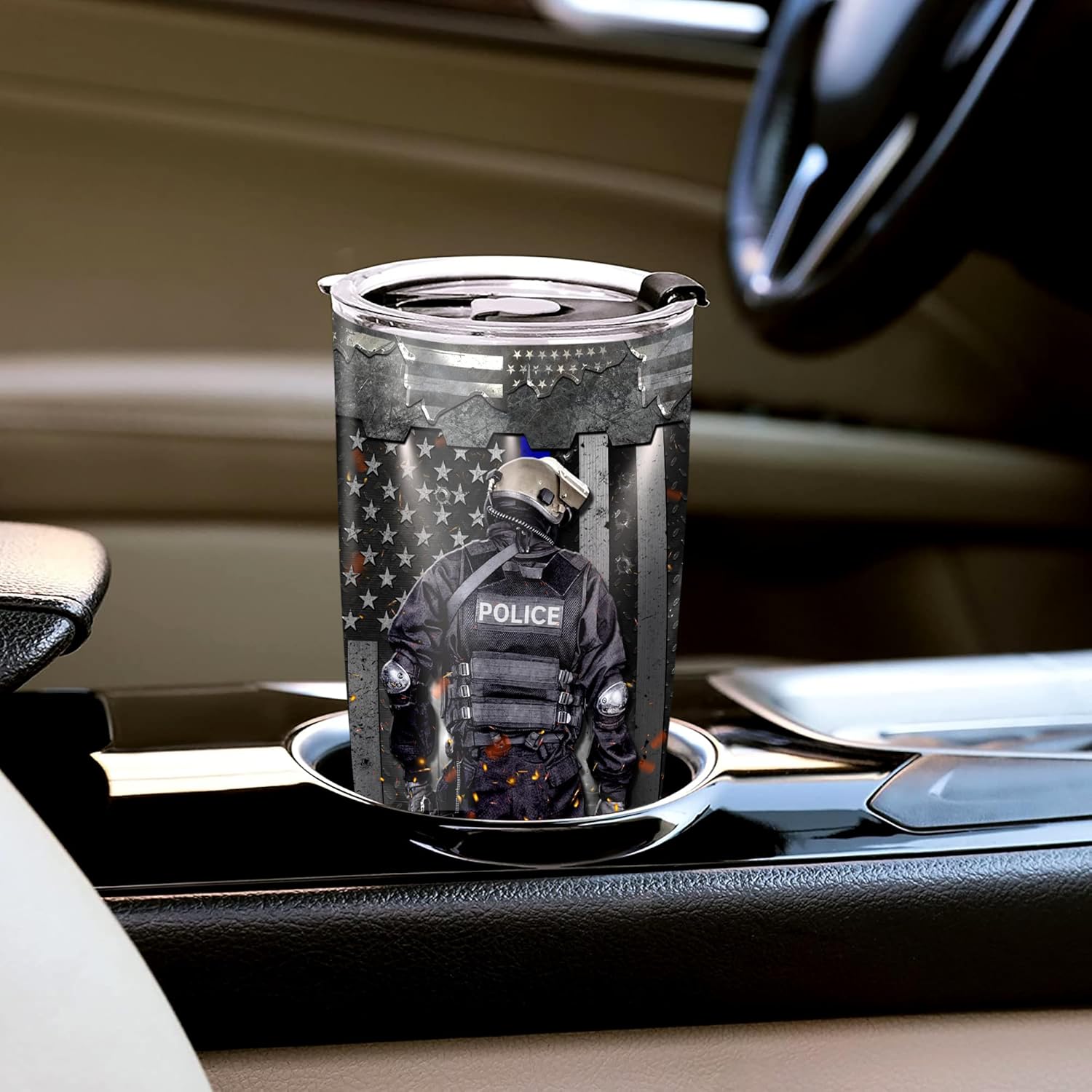WAZONE Vaso personalizado de acero inoxidable para oficial de policía, 20 onzas, 30 onzas, taza con aislamiento con nombre personalizado, taza de