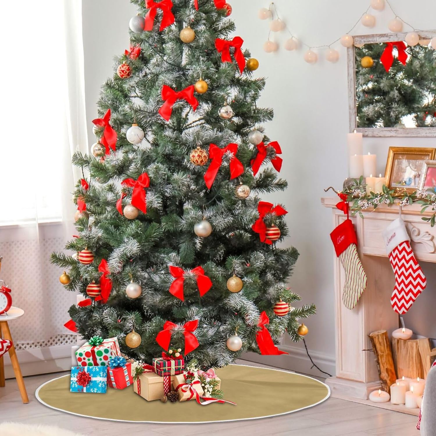 Falda de árbol de Navidad con diseño de lirio real, falda de árbol de Navidad, falda moderna para árbol de Navidad, decoración para árbol de Navidad