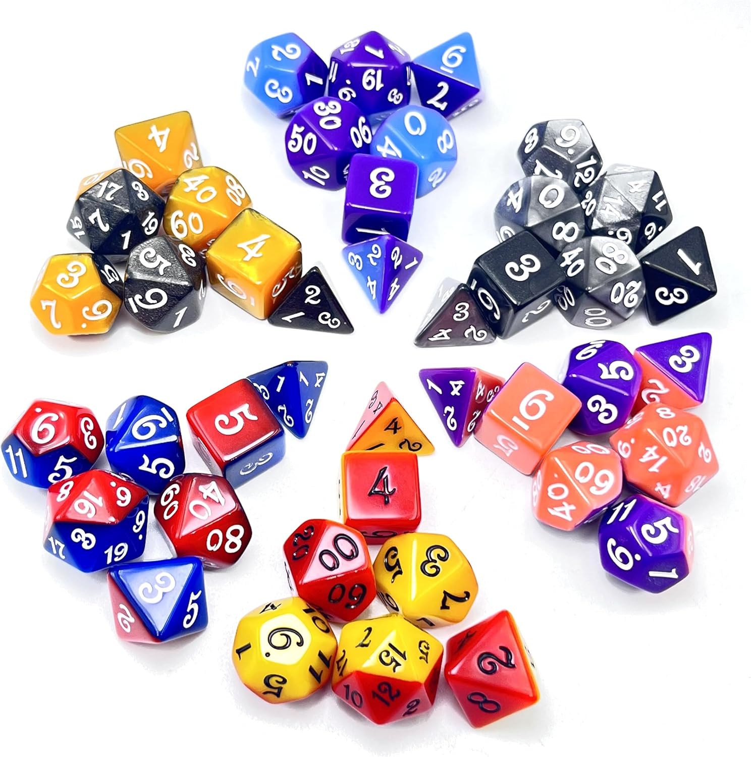 DND Juego de dados poliédricos  IDTQ Dungeons and Dragons Purple Dice Set RPG MTG Juegos de mesa 6 juegos D4 D6 D8 D10 D12 D20