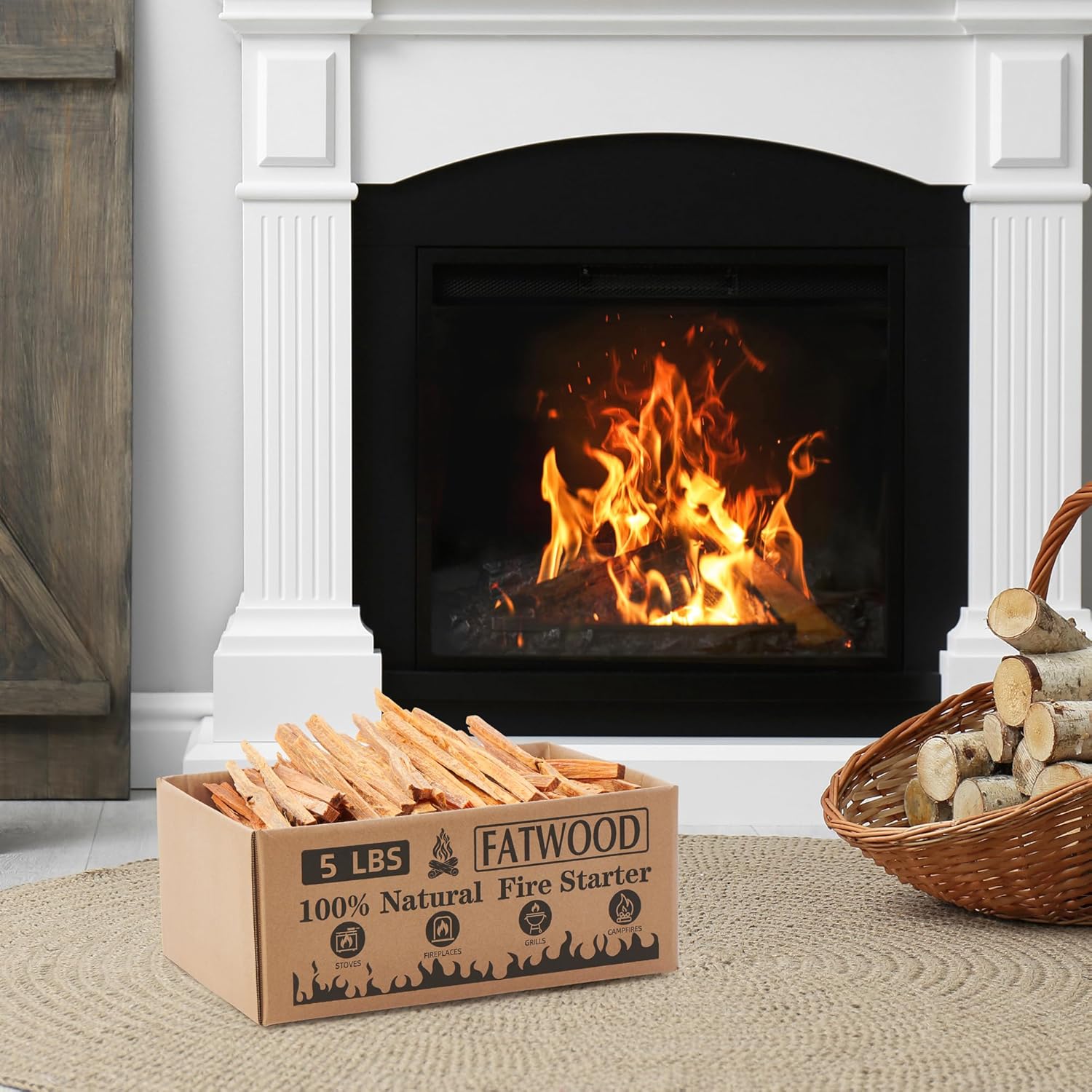 Palitos de inicio de fuego de madera de grasa de 5 libras, 100 % natural para estufas, madera de pino para chimeneas, fogatas, fogatas, fogatas,