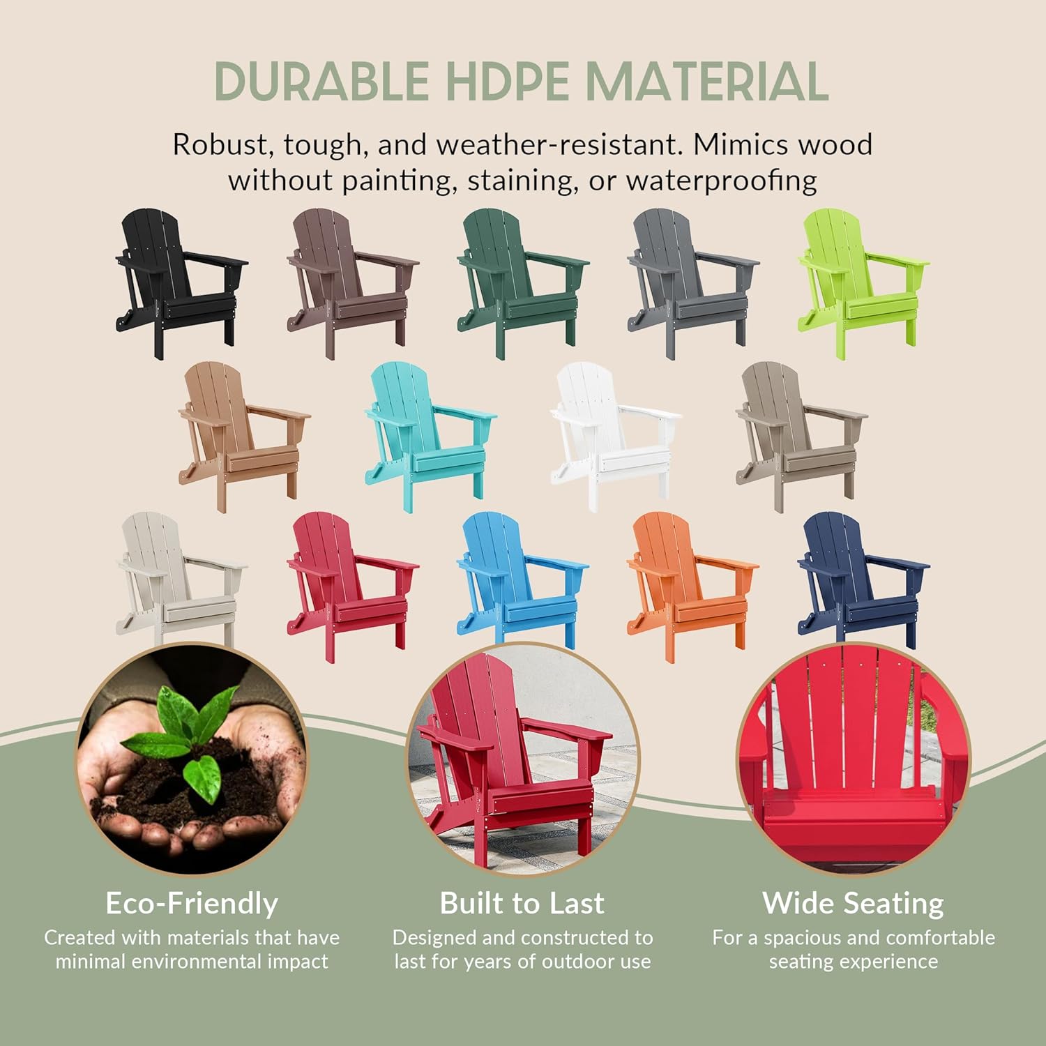 WestinTrends Malibu – Juego de 2 sillas Adirondack plegables de polietileno para exteriores, color rojo