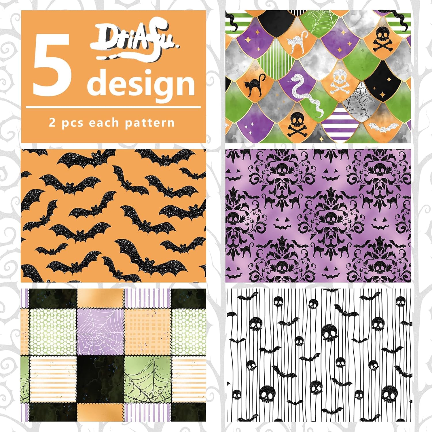 Dtiafu Papel de regalo de Halloween para niños, niñas, mujeres, hombres y niños, 10 hojas de papel de regalo de fantasma gótico con patrones de
