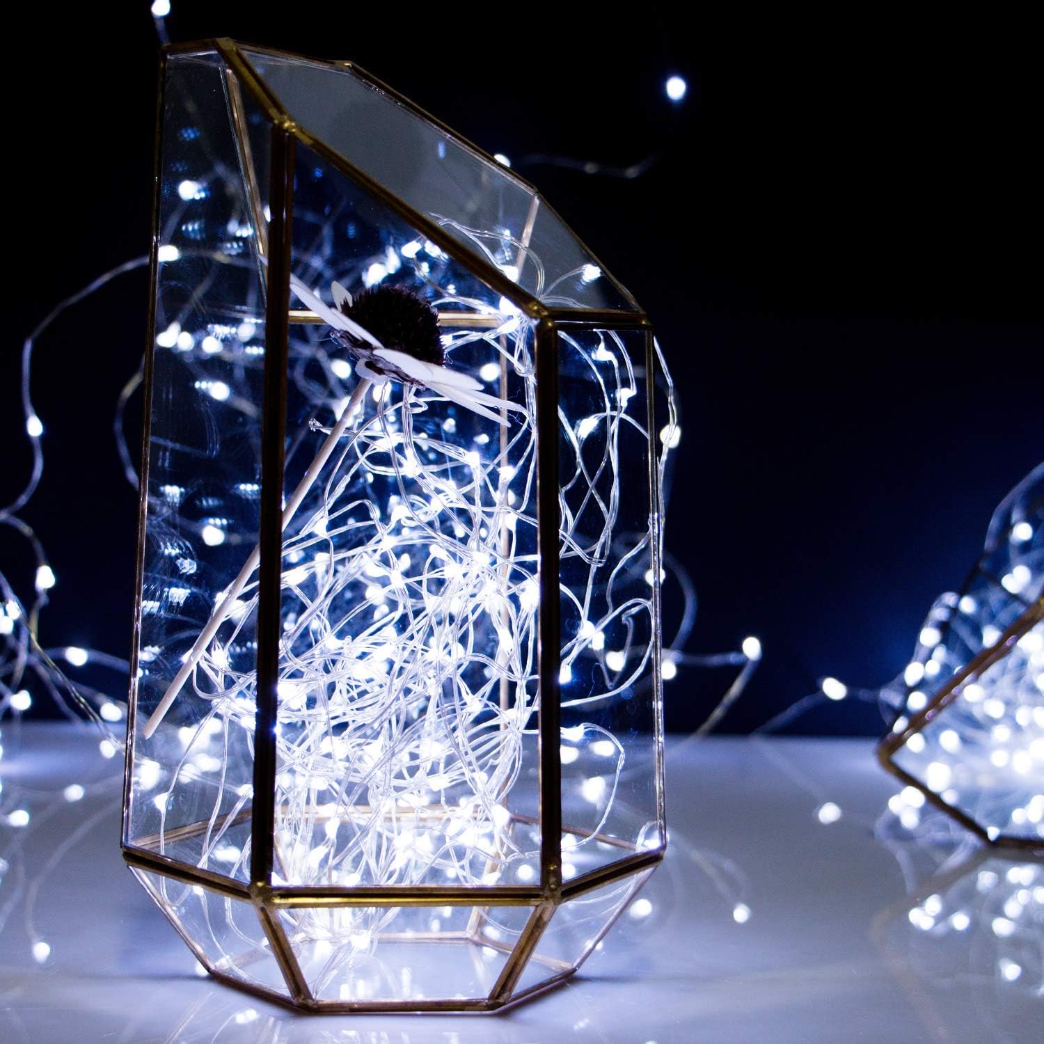 100 guirnaldas de luces LED de 32 pies de tipo luciérnaga, luces estrelladas impermeables en alambre de cobre recubierto de plata, perfecto para