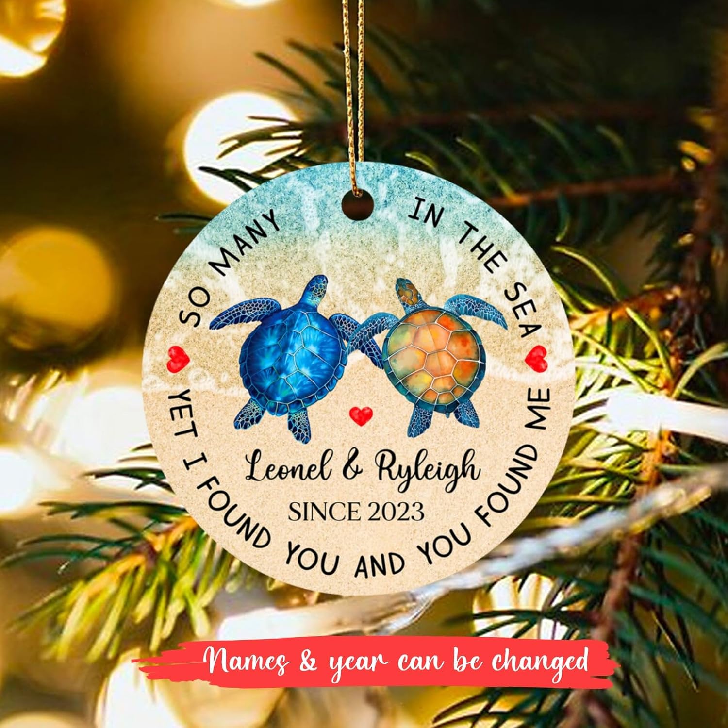 Adorno con texto en inglés “I Found You and You Found You”, decoración de Navidad para colgar, decoración de Navidad para parejas, regalo para