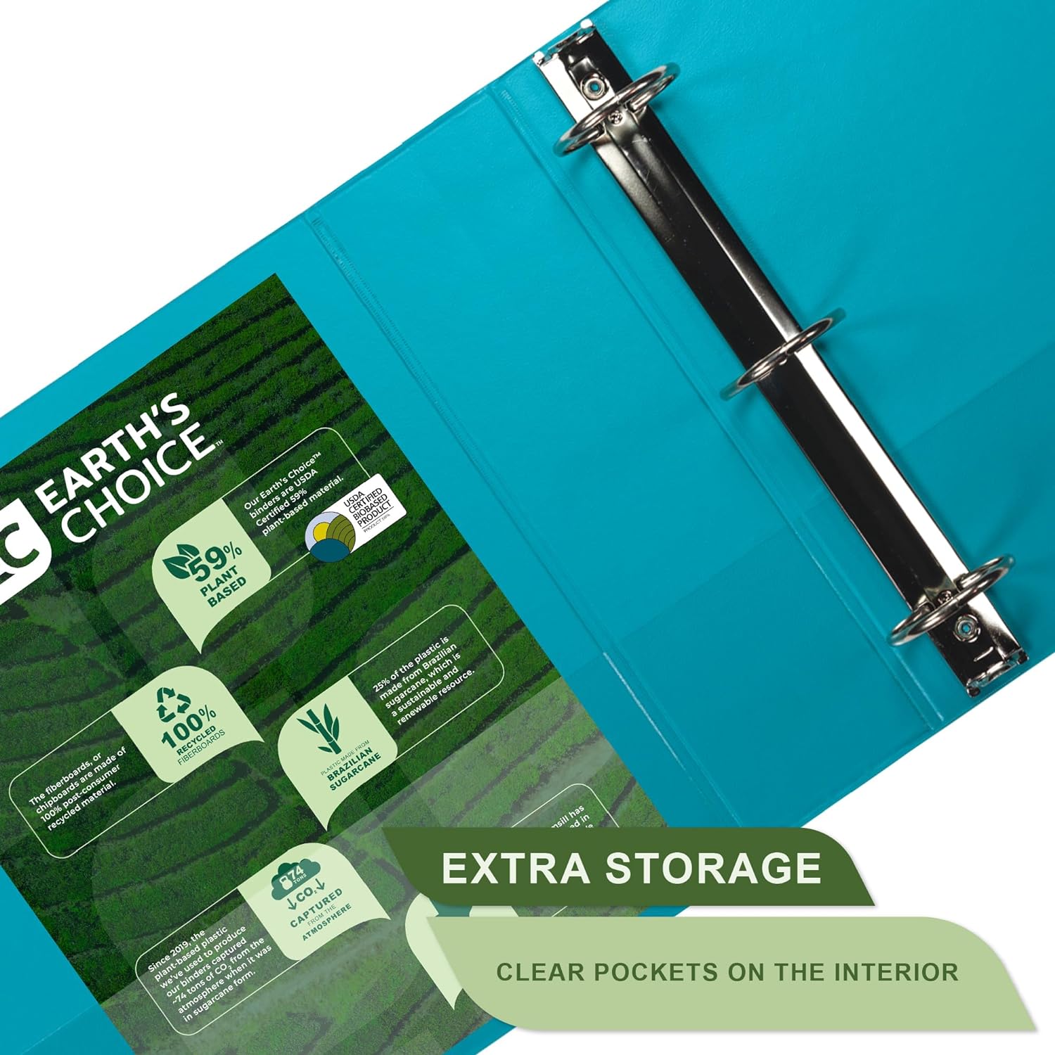 Samsill Earth’s Choice – Carpeta resistente y a la moda con 3 anillos redondos de 3 pulgadas, con hasta 25% de plástico a base de plantas,
