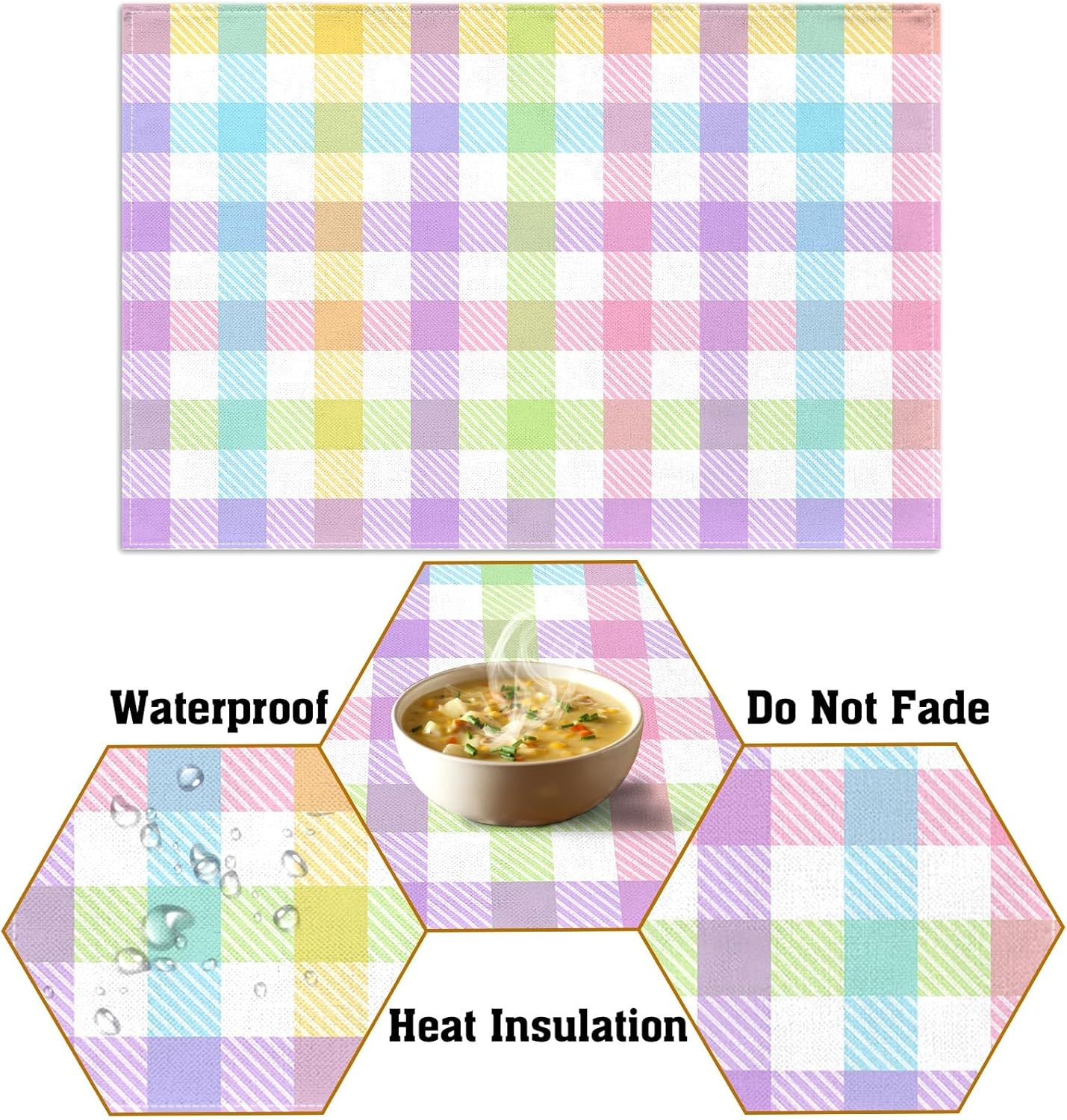 Nepnuser Juego de 4 manteles individuales de lino con diseño de búfalo de Pascua, rústicos, para decoración de mesa de comedor, cocina, hogar,