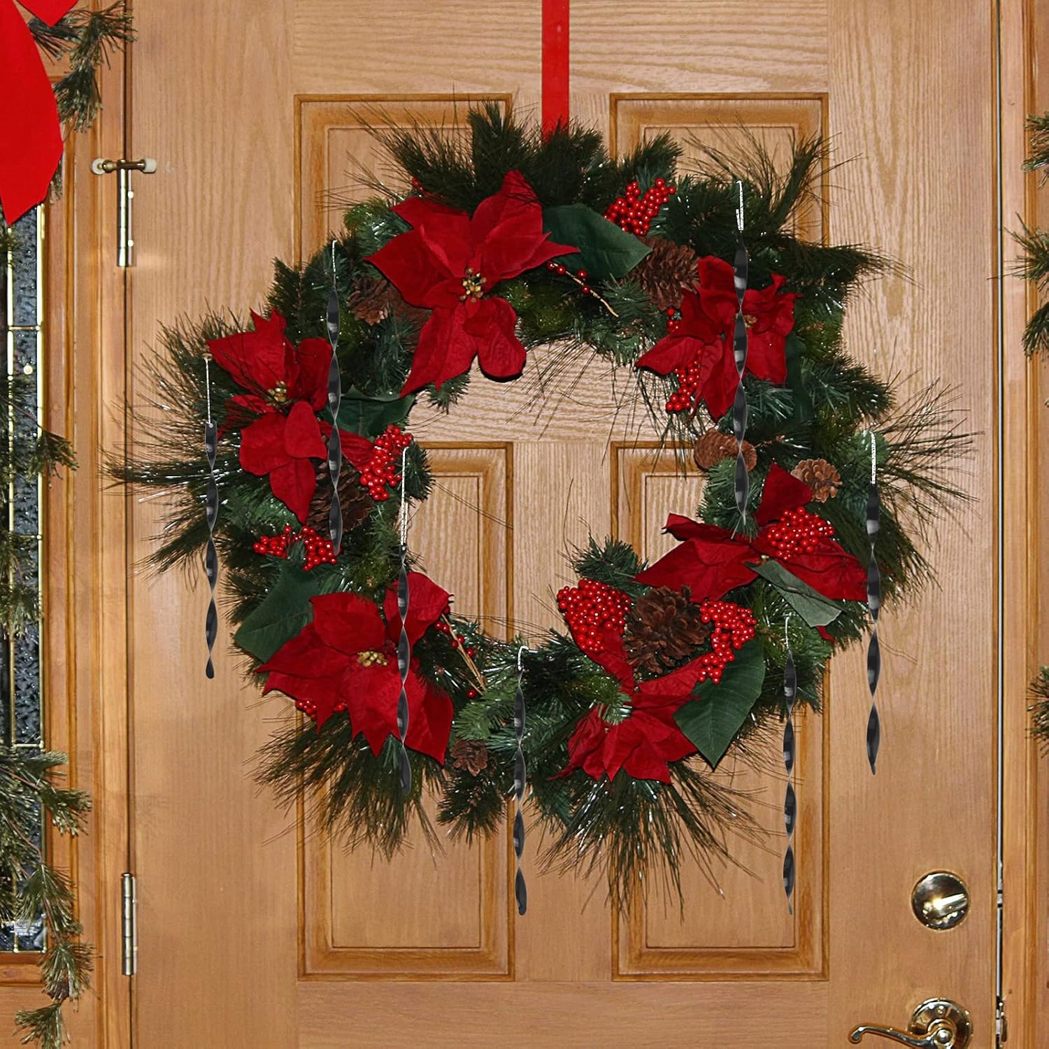 ZHMTang 24 adornos colgantes de Navidad, carámbanos de aluminio torcidos para boda, Halloween, decoración de árbol de vacaciones (brillante, 7